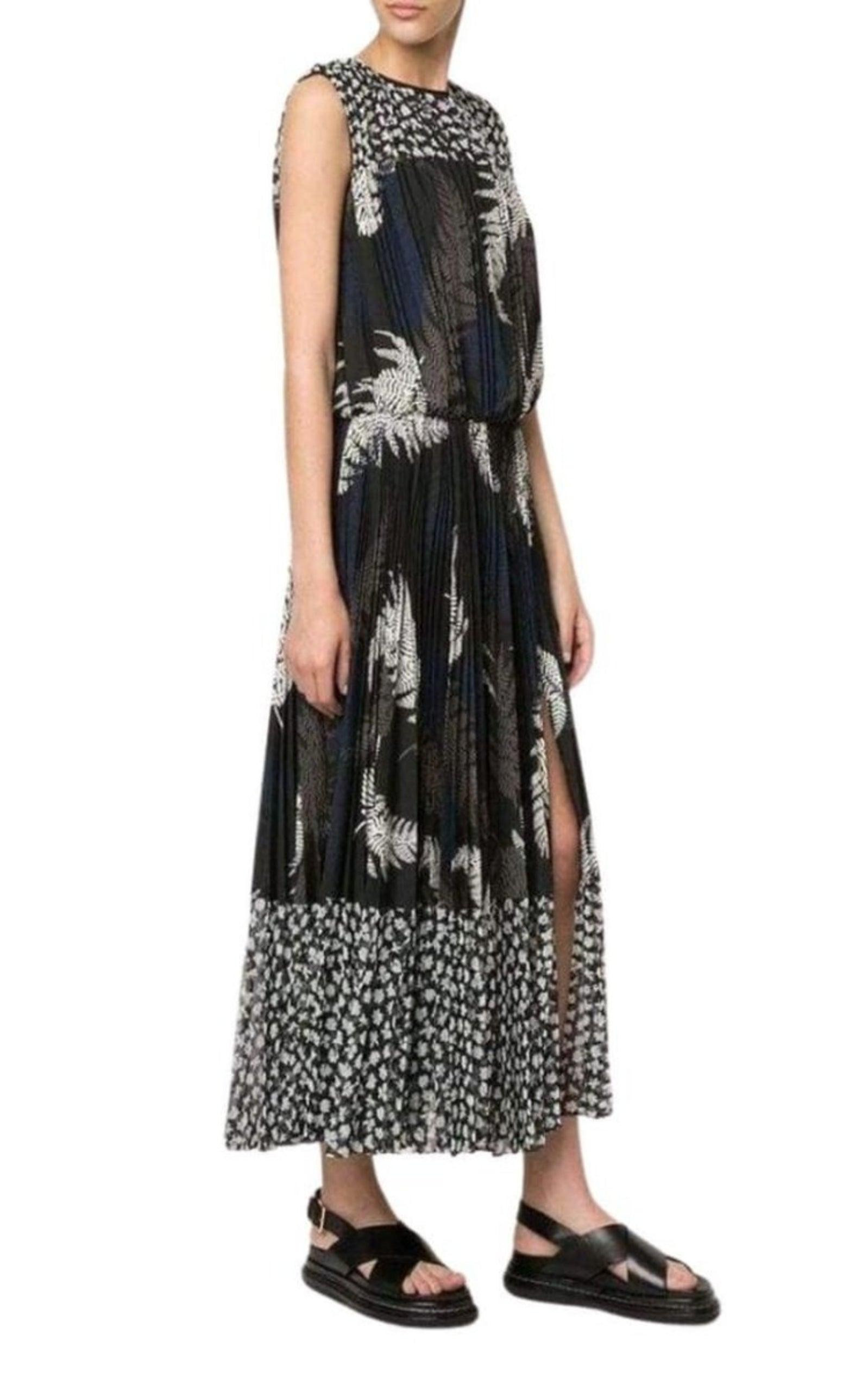 Mixed Print Pleated Maxi Dress - 3