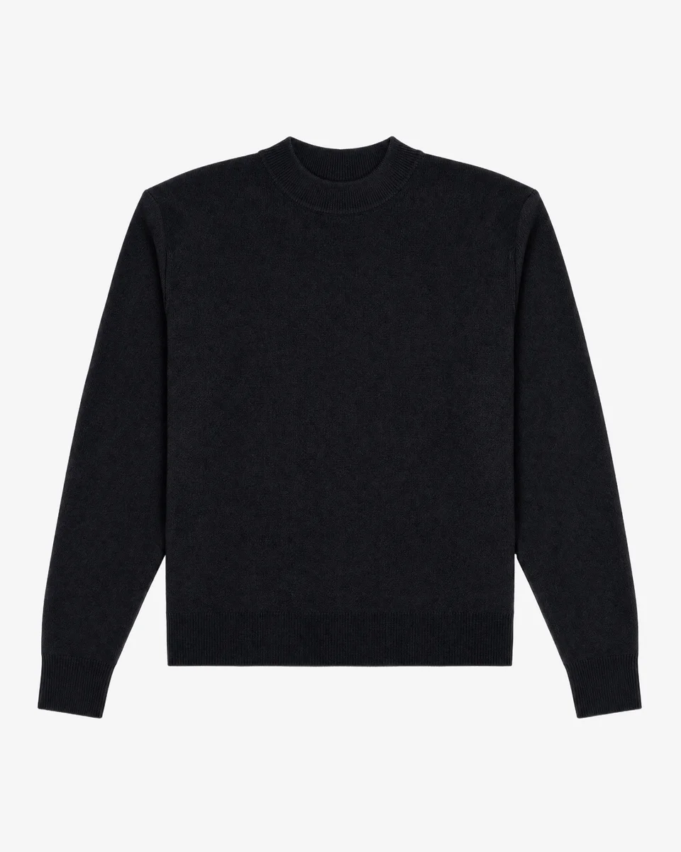 BLACK WOOL AND CASHMERE SWEATER - 1