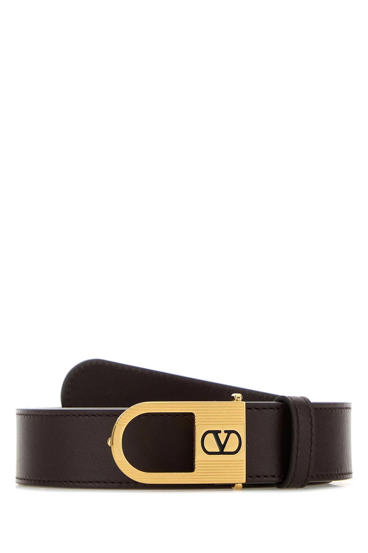 Chocolate leather VLogo Signature belt - 1