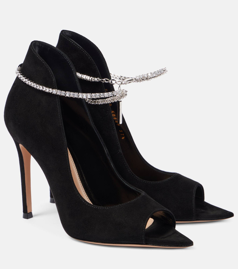 Crystal-embellished suede sandals - 1