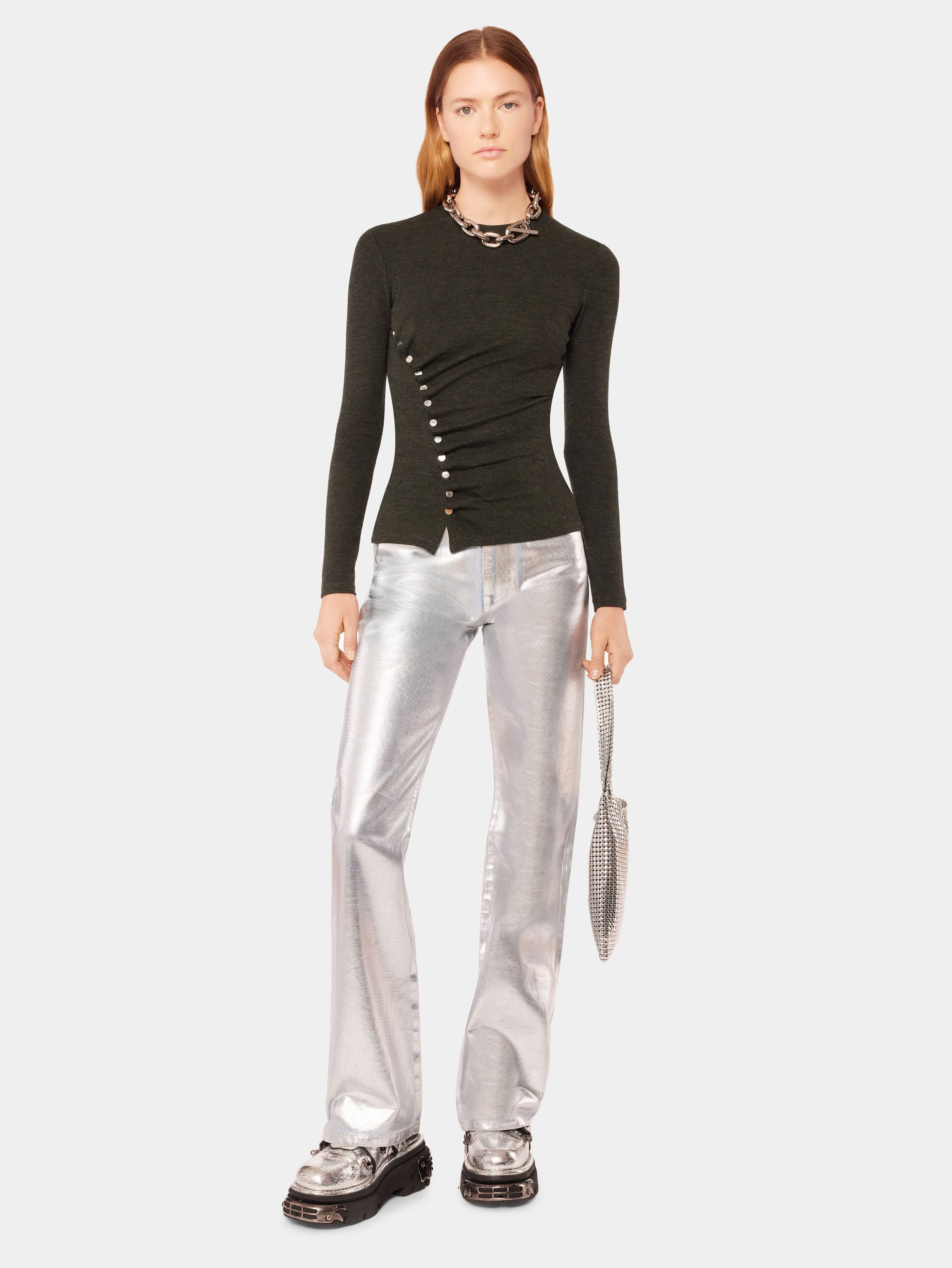KHAKI DRAPÉ PRESSION TOP - 2