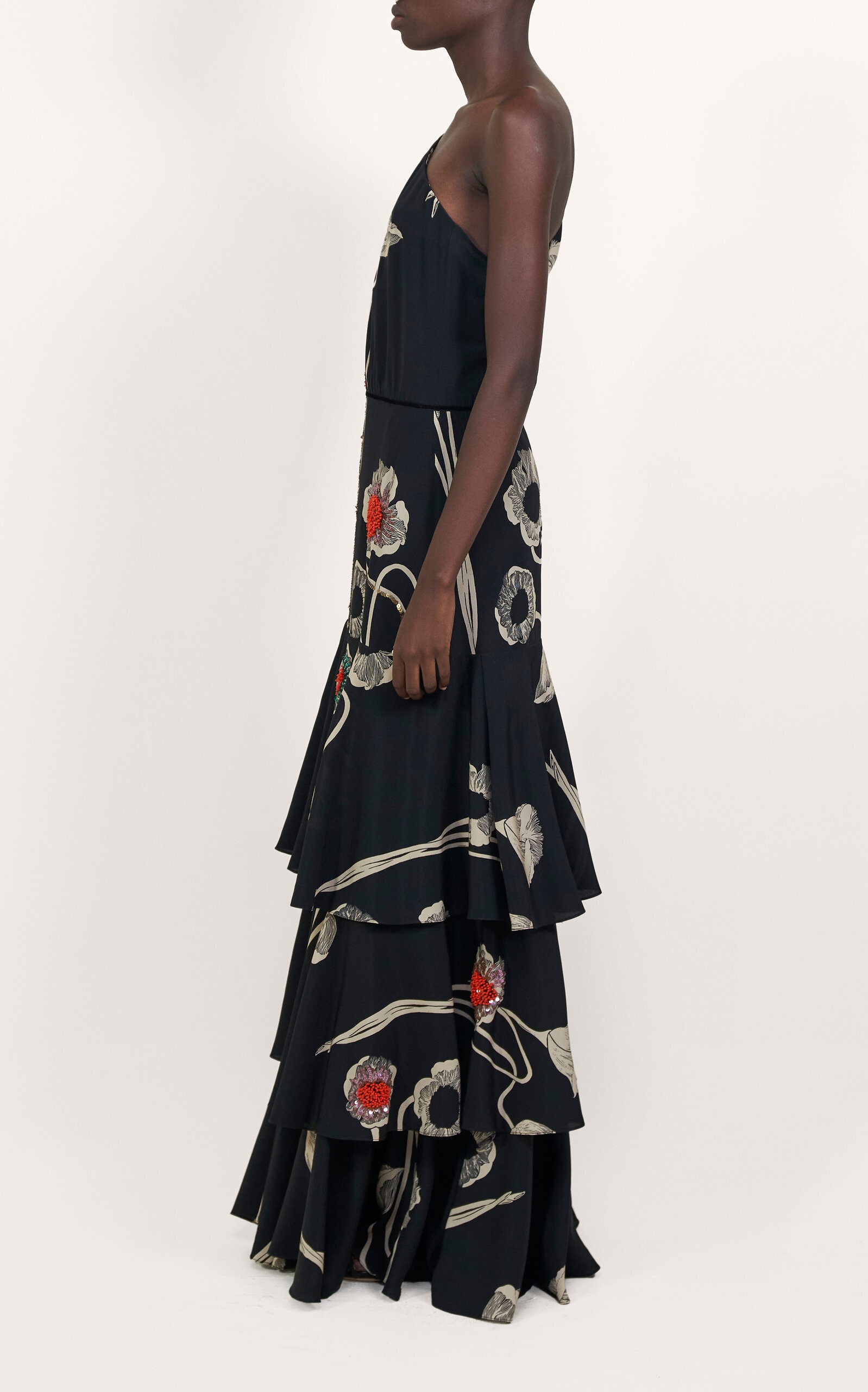 Poesia De Paz Tiered Silk Maxi Dress black - 4