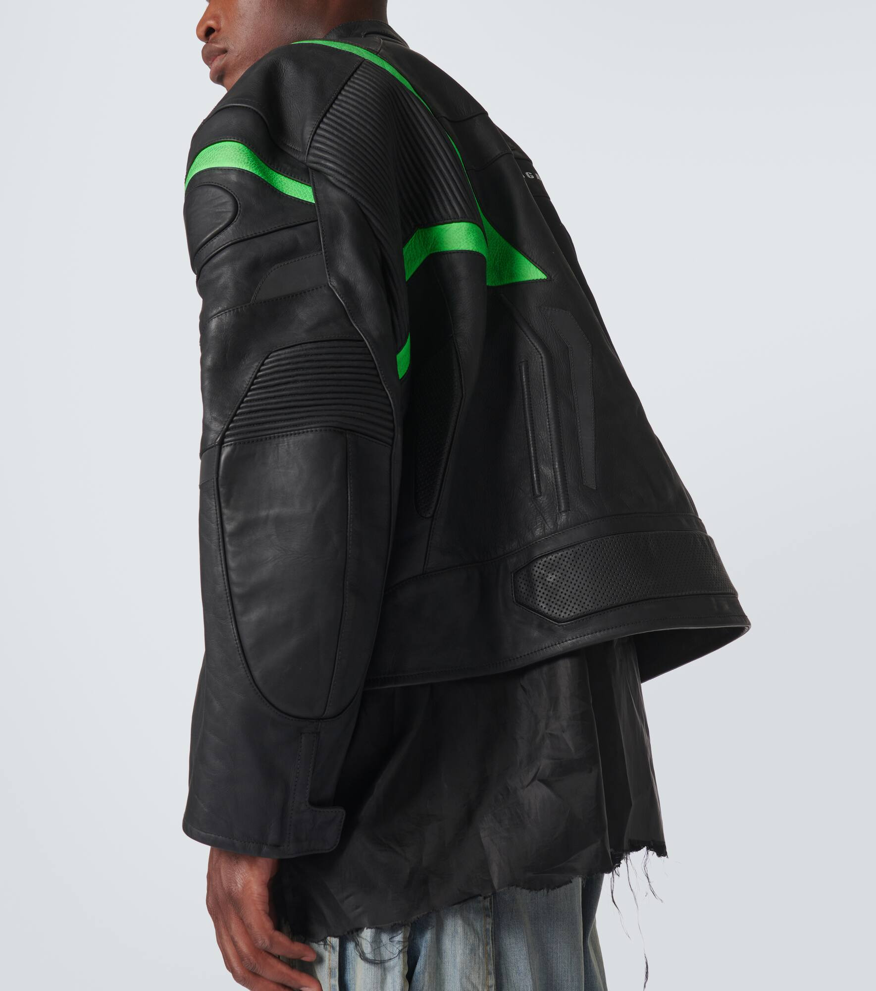Logo leather jacket - 5