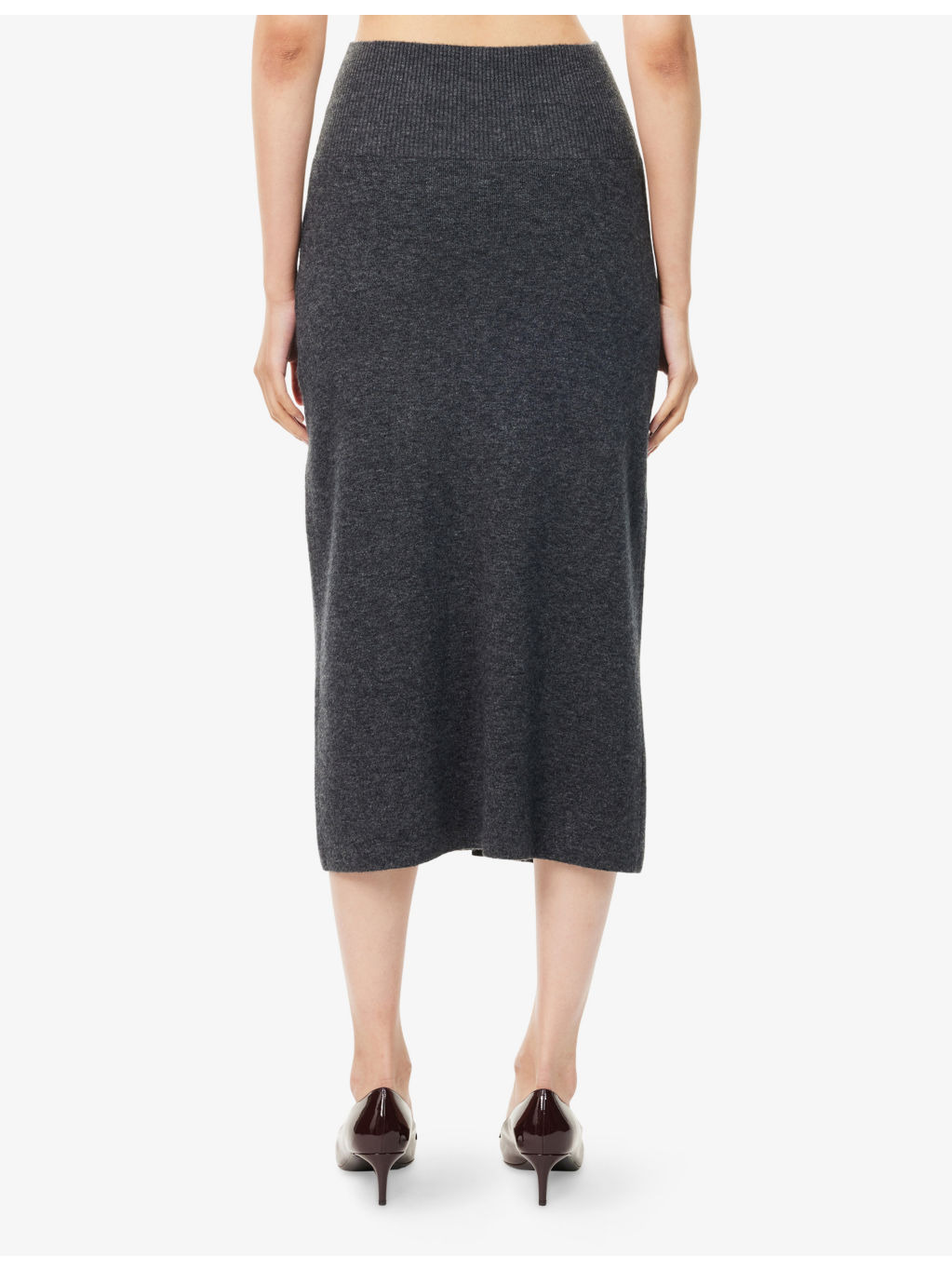 Embellished Technical-Blend Pencil Knitted Midi Skirt - 4