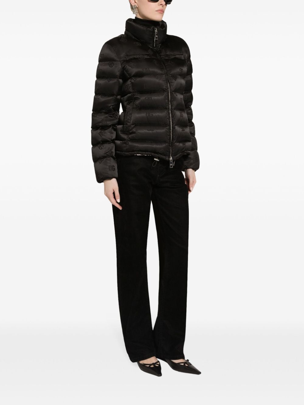 monogram-jacquard puffer jacket - 3