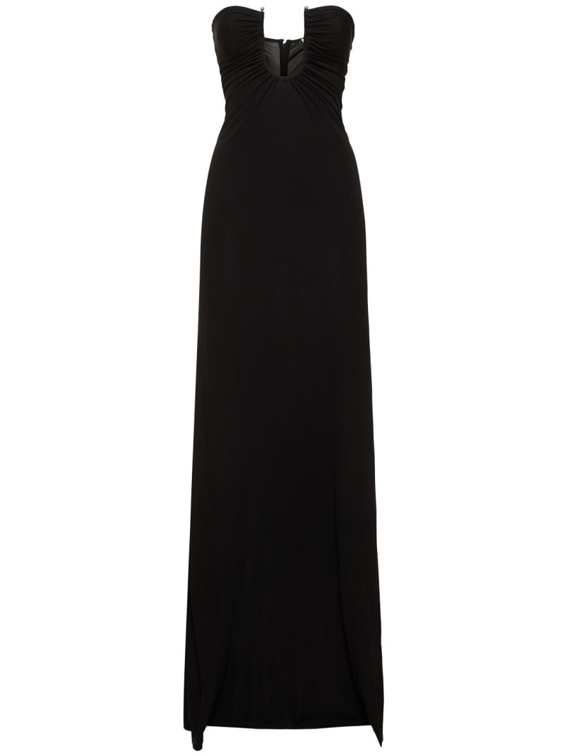 Arced Palm strapless long dress - 1