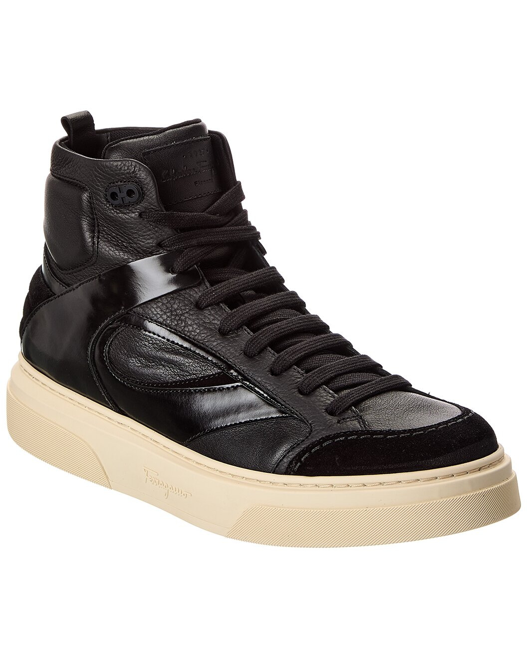 Ferragamo Cassio Leather High-Top Sneaker - 1
