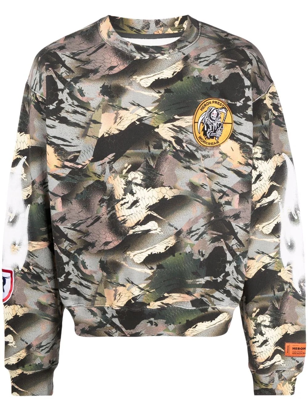 camo-print logo-patch sweatshirt - 1