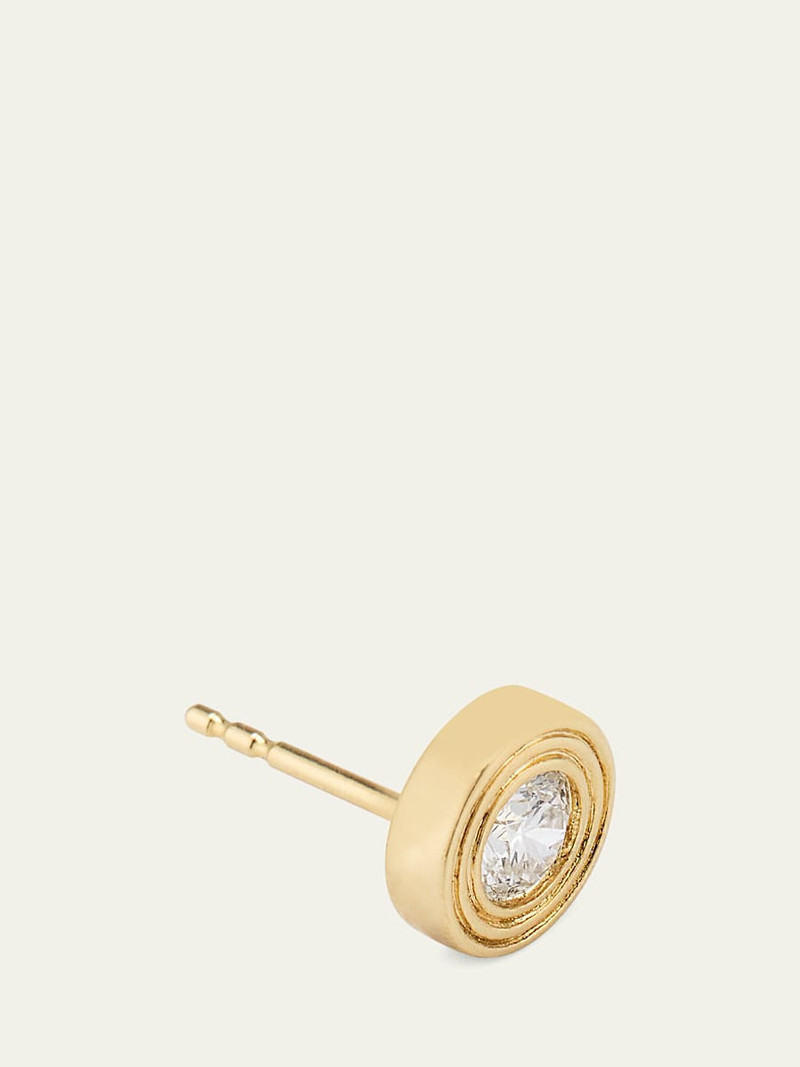 14k Fluted Diamond Stud Earring, Single 3