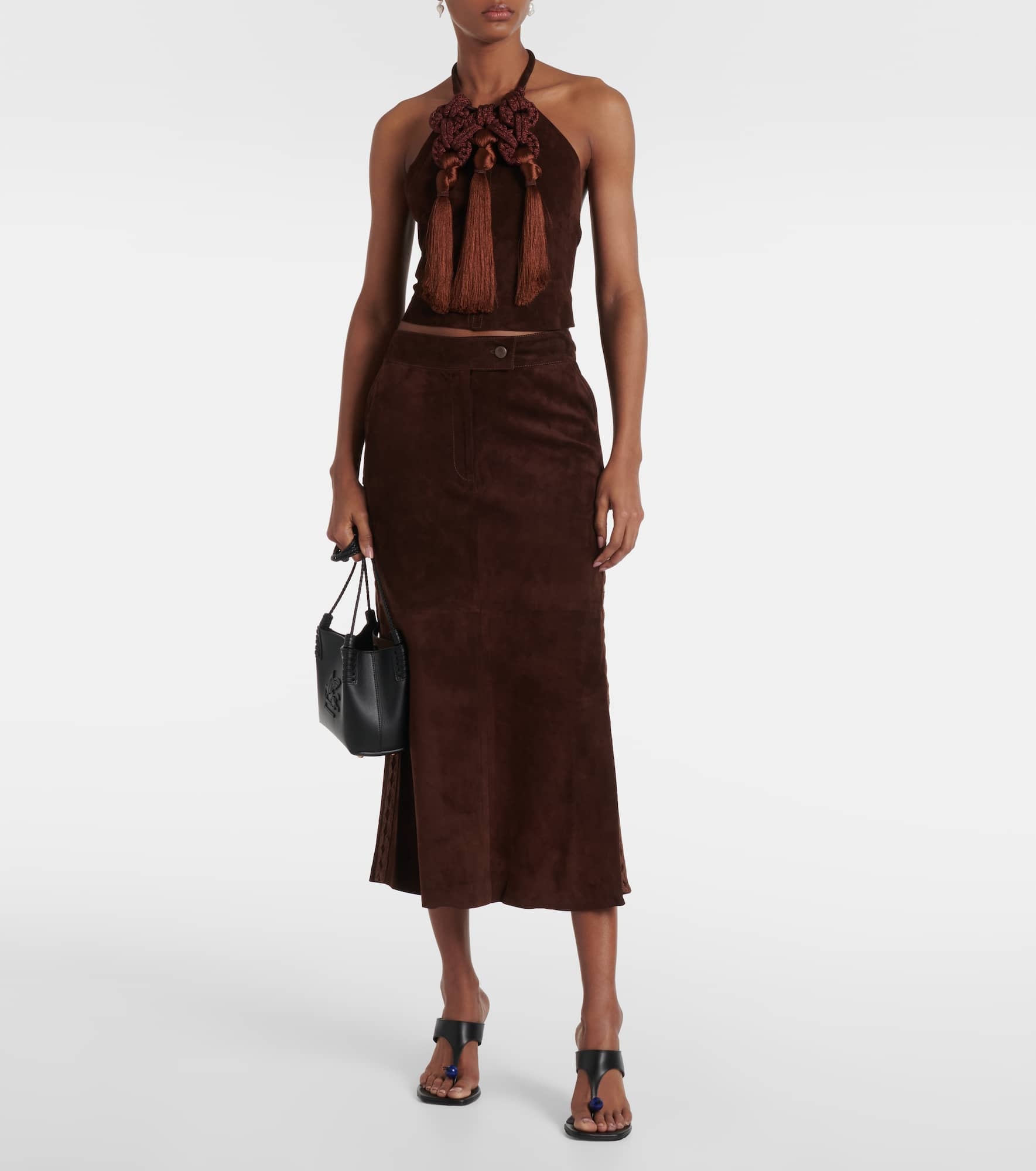 Knot-detail leather top - 2