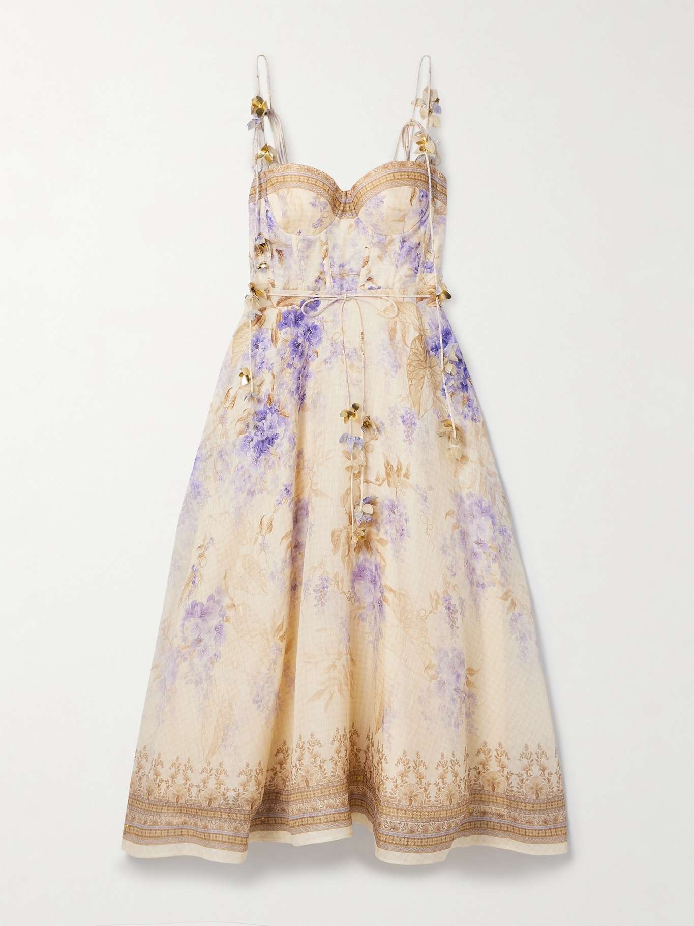 Zimmermann Dawning belted floral-print linen and silk-blend
