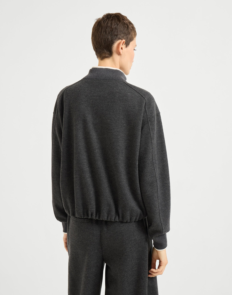 Brunello Cucinelli Double cashmere jersey sweatshirt with shiny zipper pull outlook