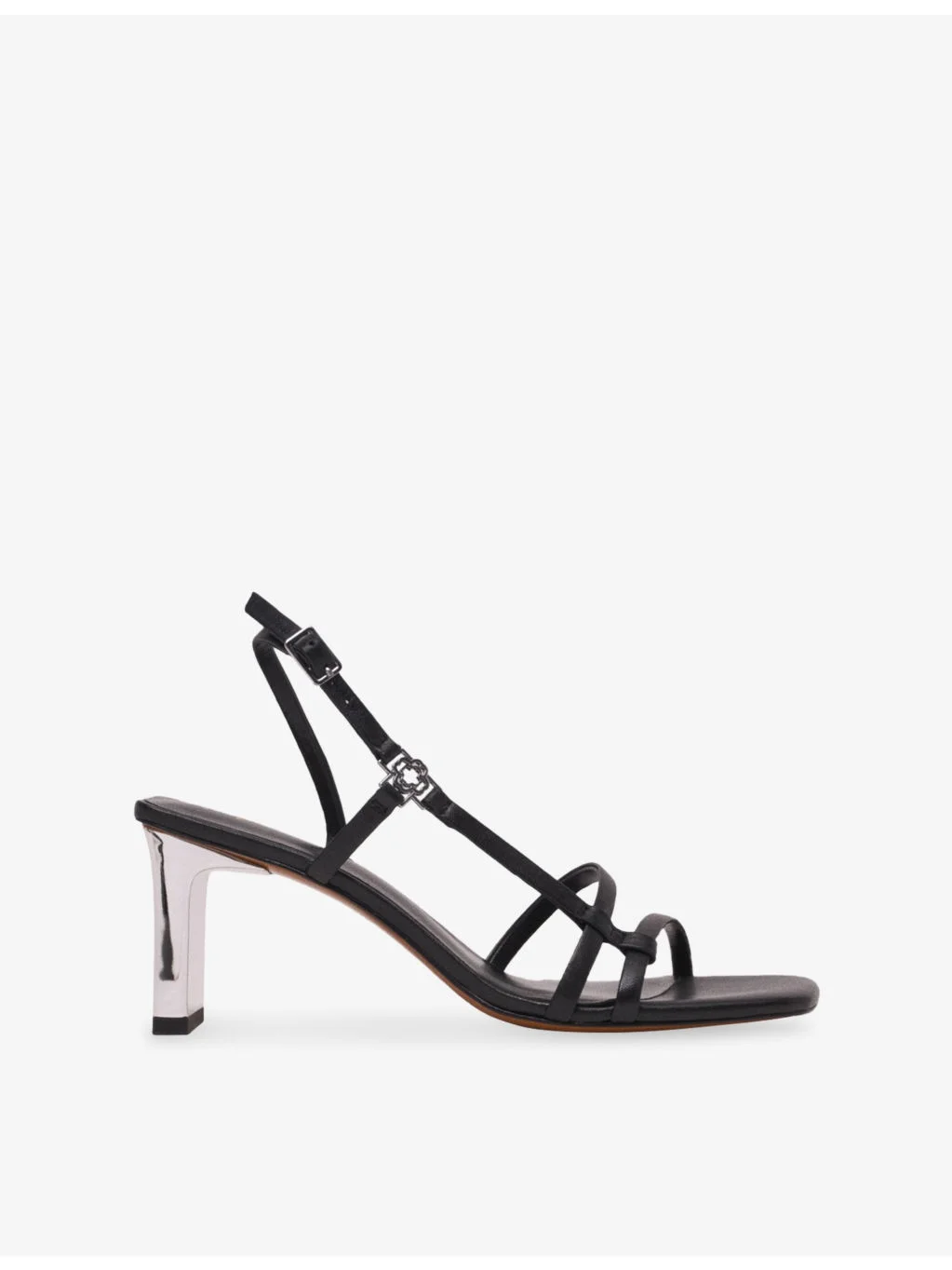 Square-Toe Leather Heeled Sandals - 1
