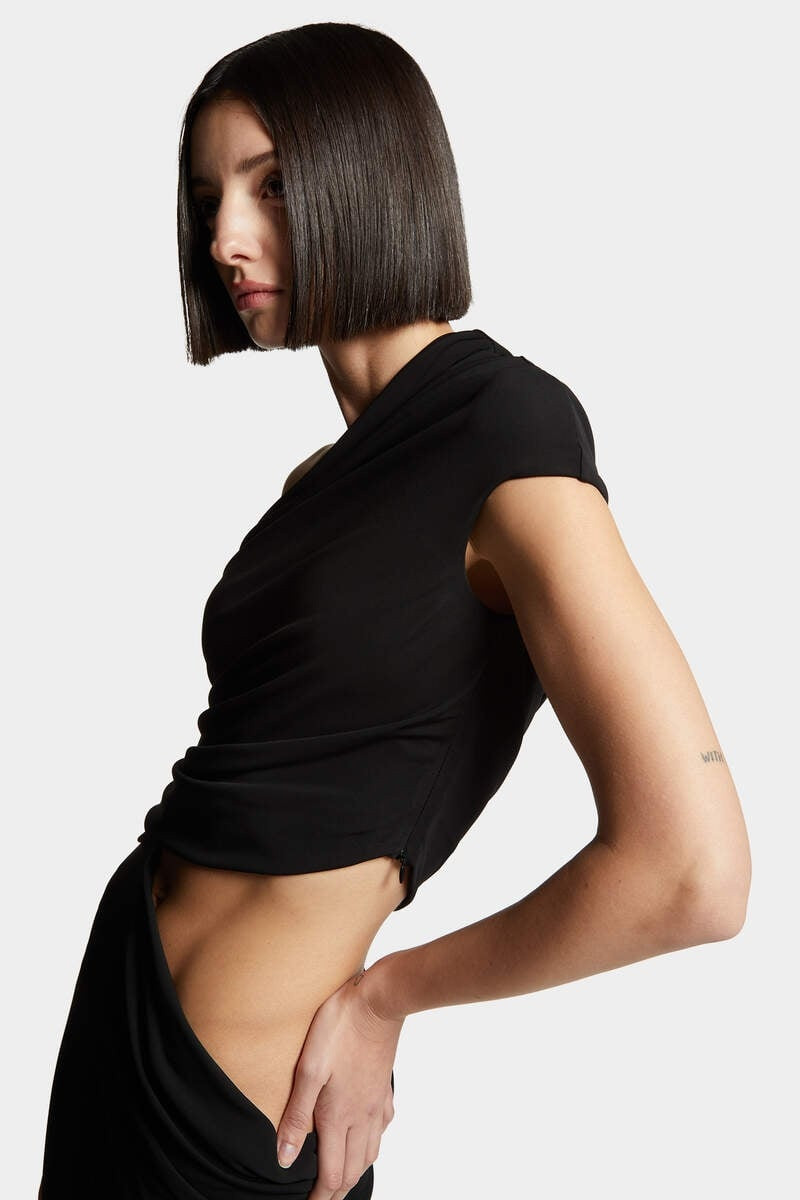 CREPE VISCOSE JERSEY ASYMMETRICAL LONG DRESS 6