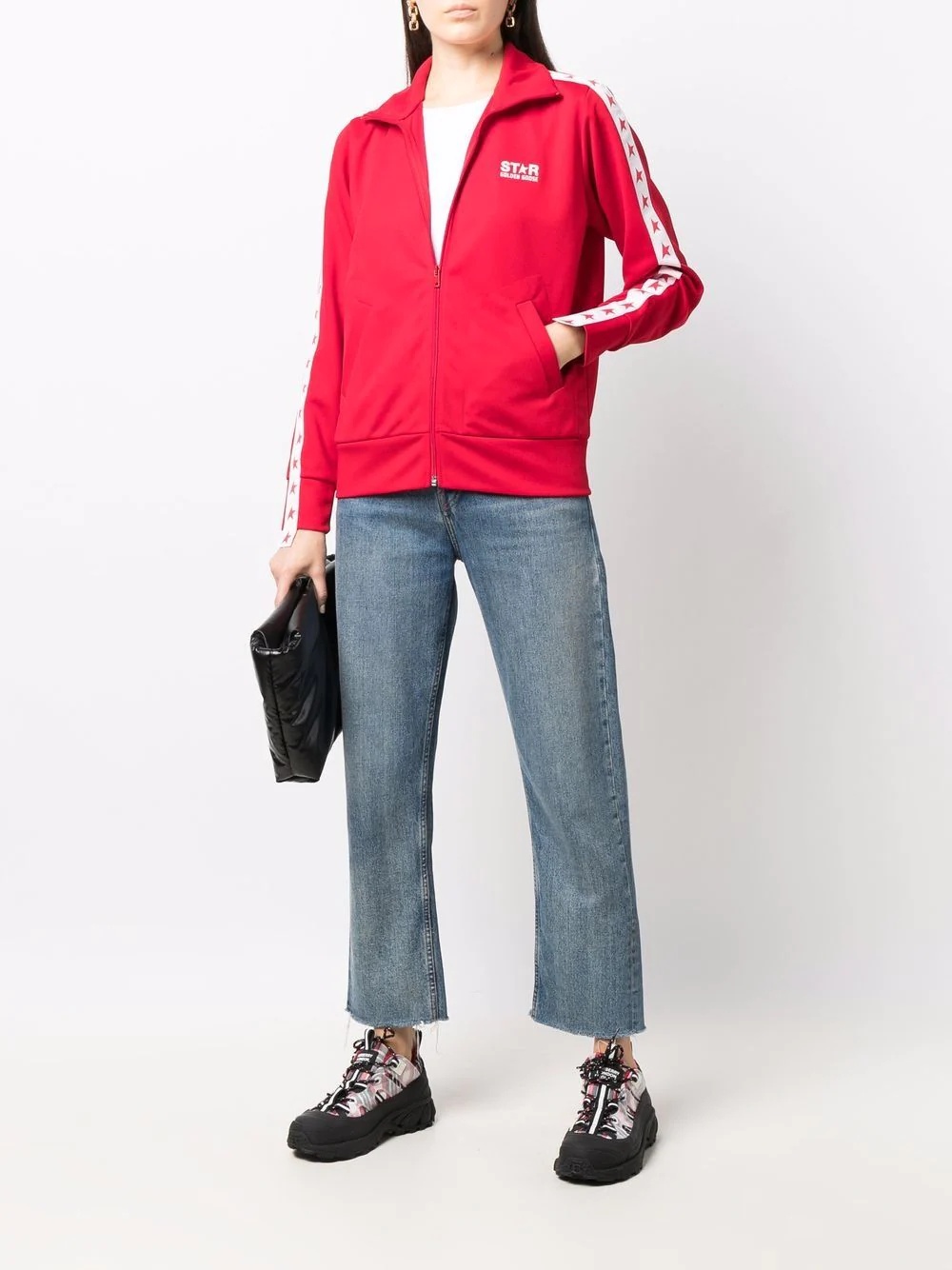 star-print two-tone bomber jacket - 2