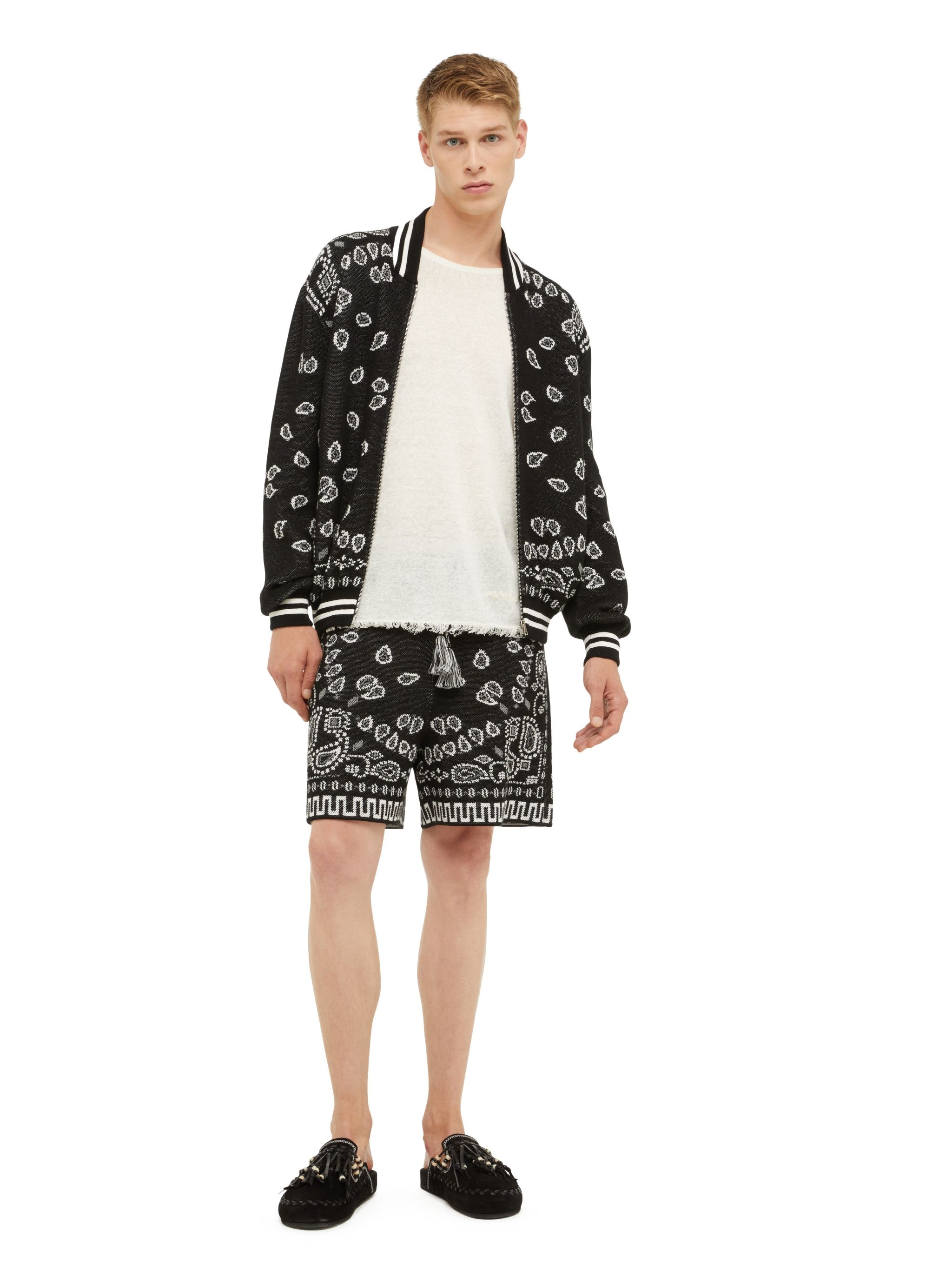 Bandana Piquet Jacquard Bomber Jacket - 1