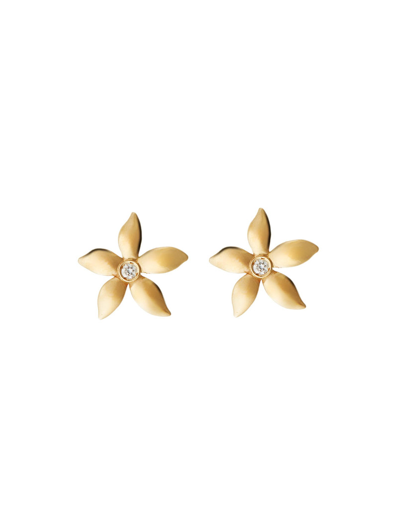 Women's Blossom 18K Yellow Gold & 0.04 TCW Diamond Small Flower Stud Earrings - Yellow Gold 1
