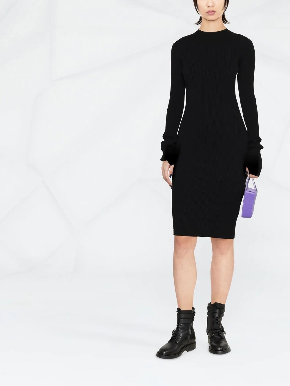 lace-up detailed midi dress - 4