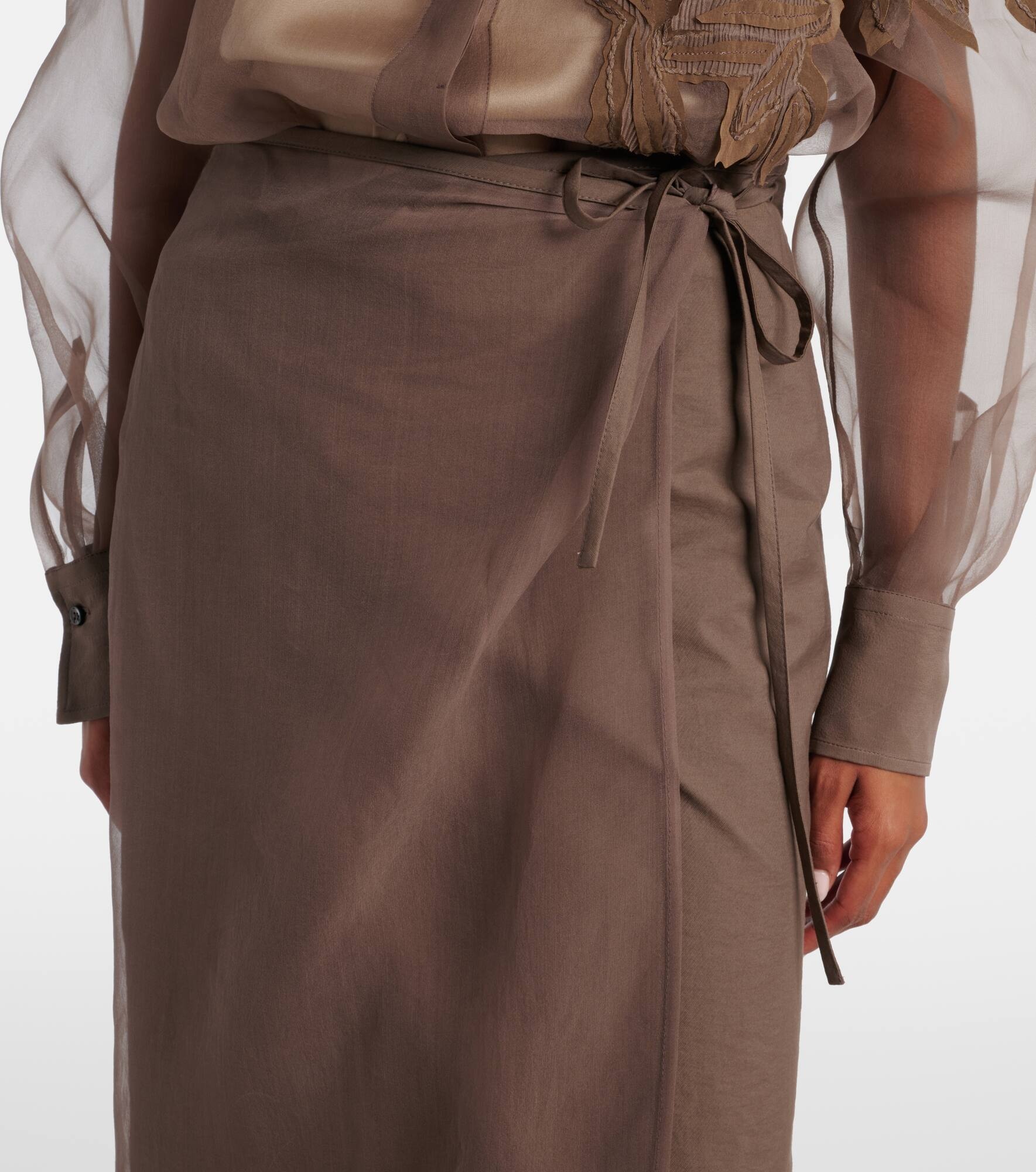 Cotton-blend midi skirt - 4