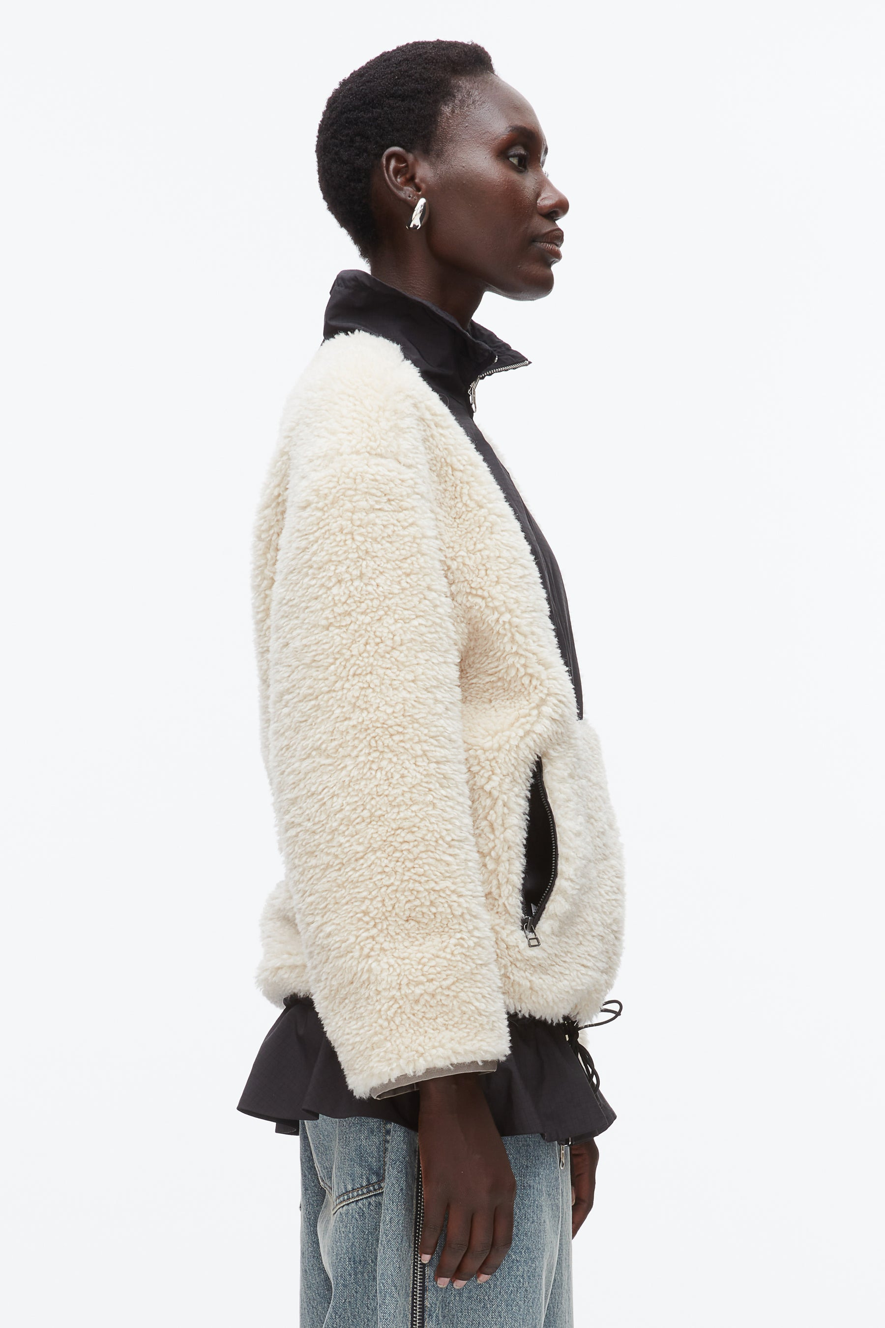Flounce Hem Sherpa Jacket - 3