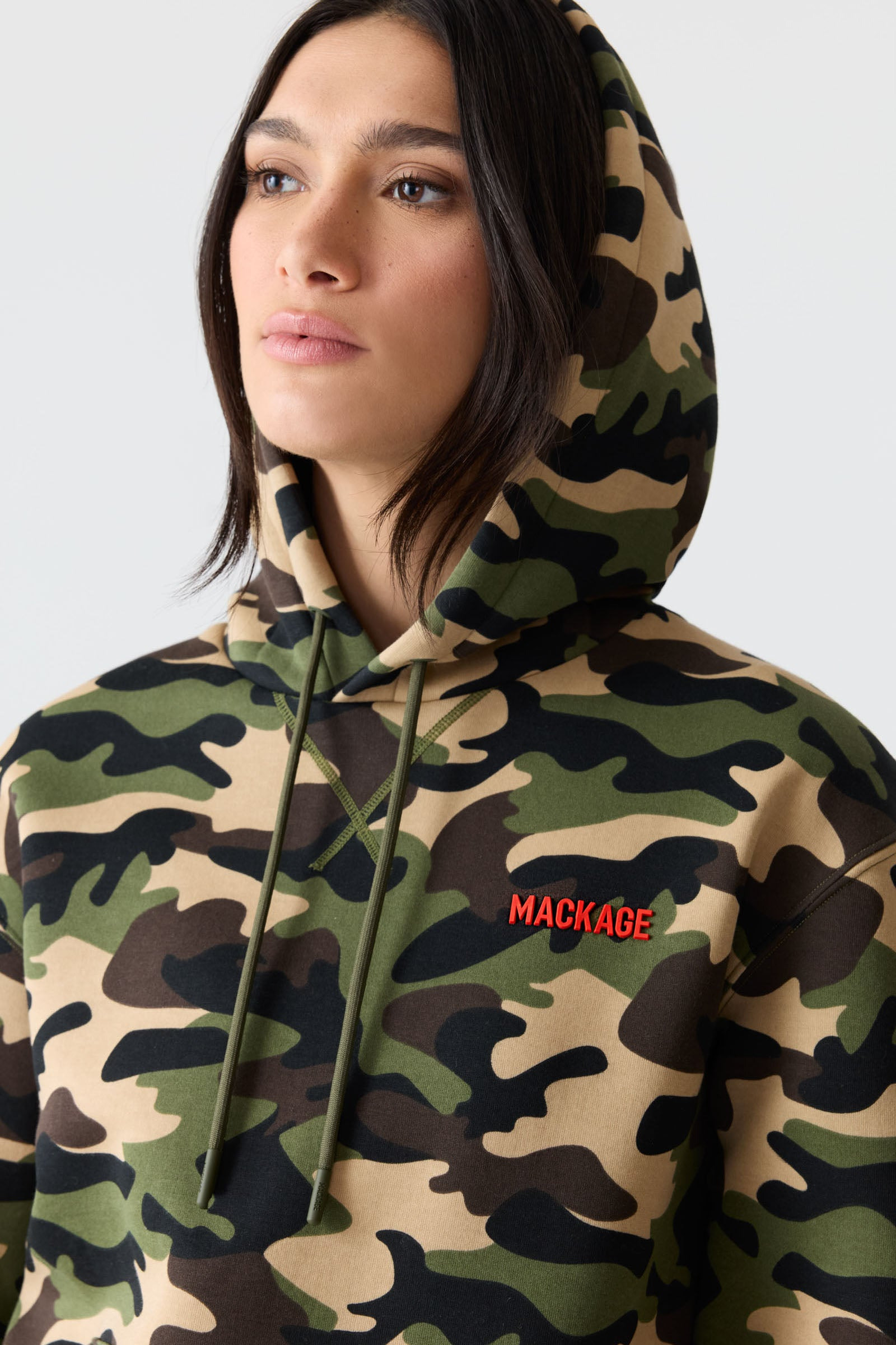 KRYSTIANA-CAMO Double-Face Jersey Hoodie with Camo Print - 5