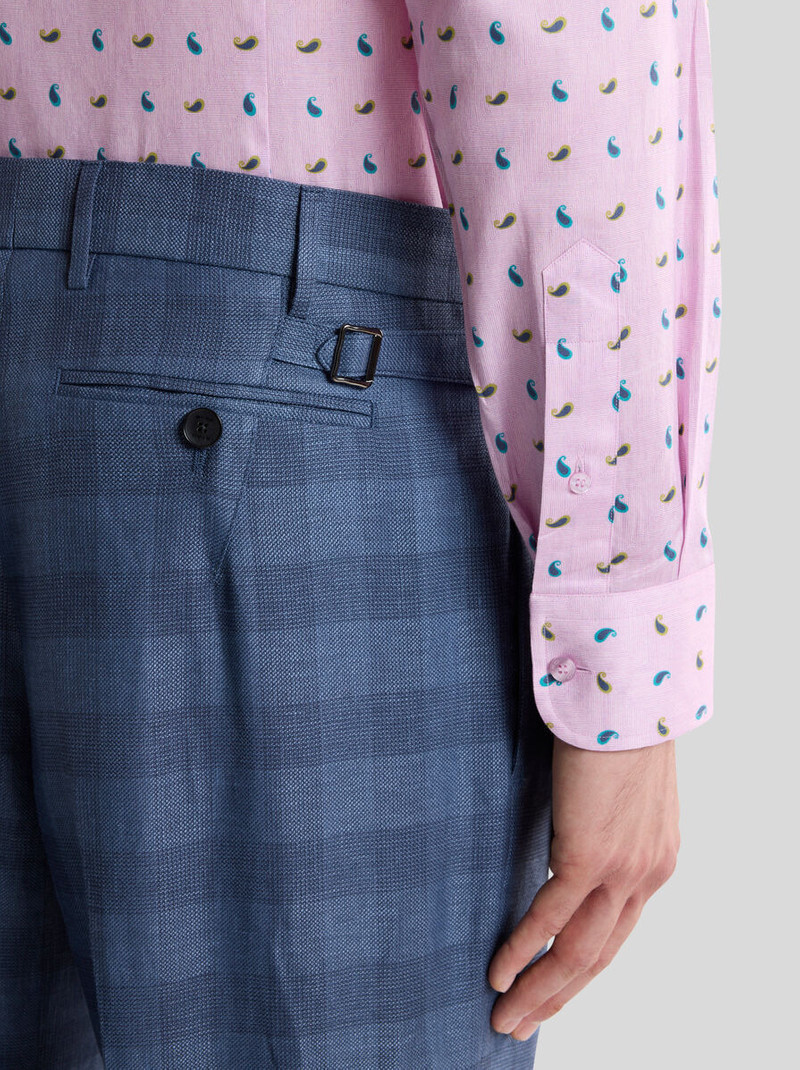 Etro LINEN-BLEND JACQUARD TROUSERS WITH CHECK MOTIF outlook