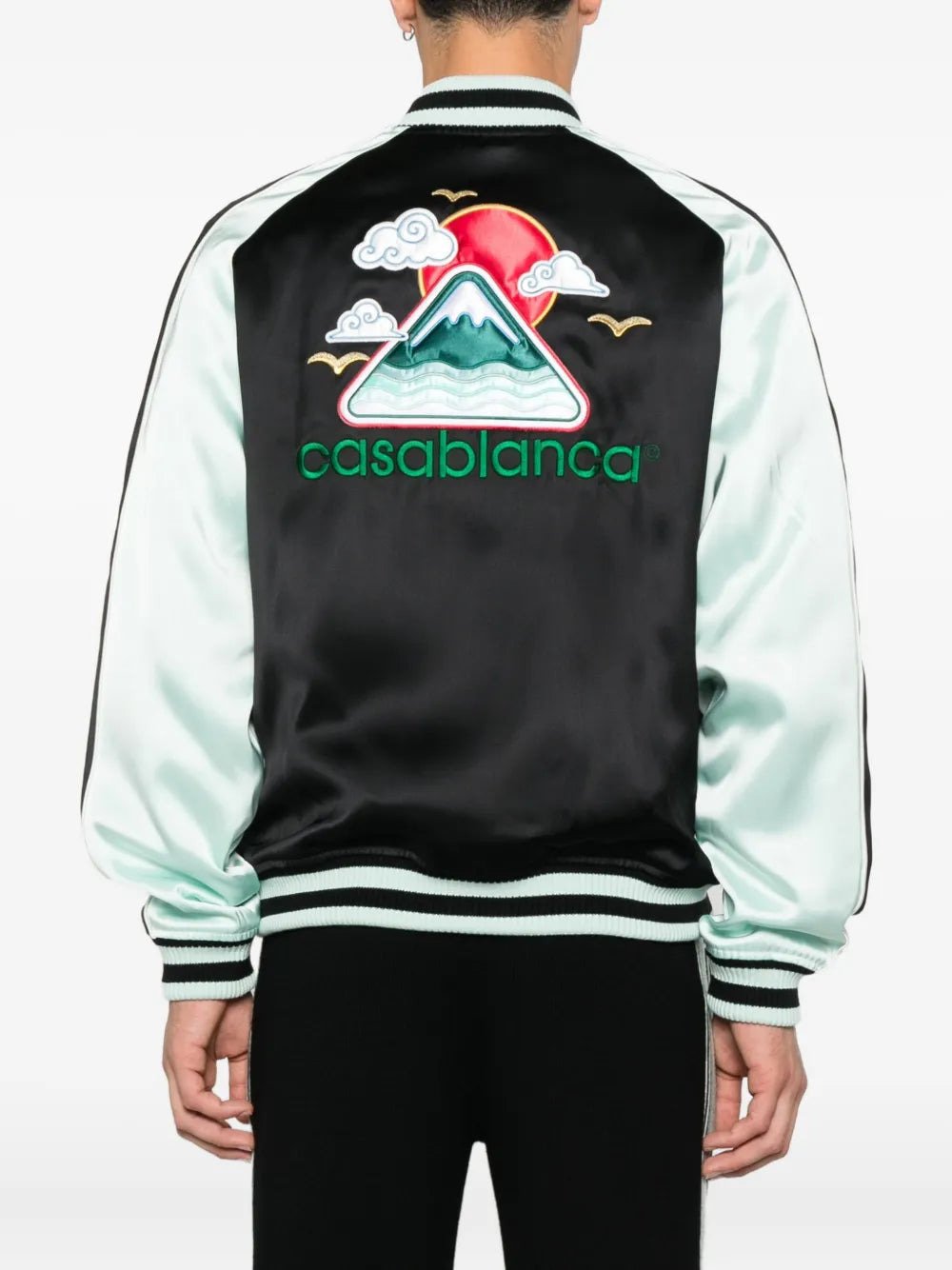 Casablanca Men Denim Bomber Jacket With Embroidered Logo - 4