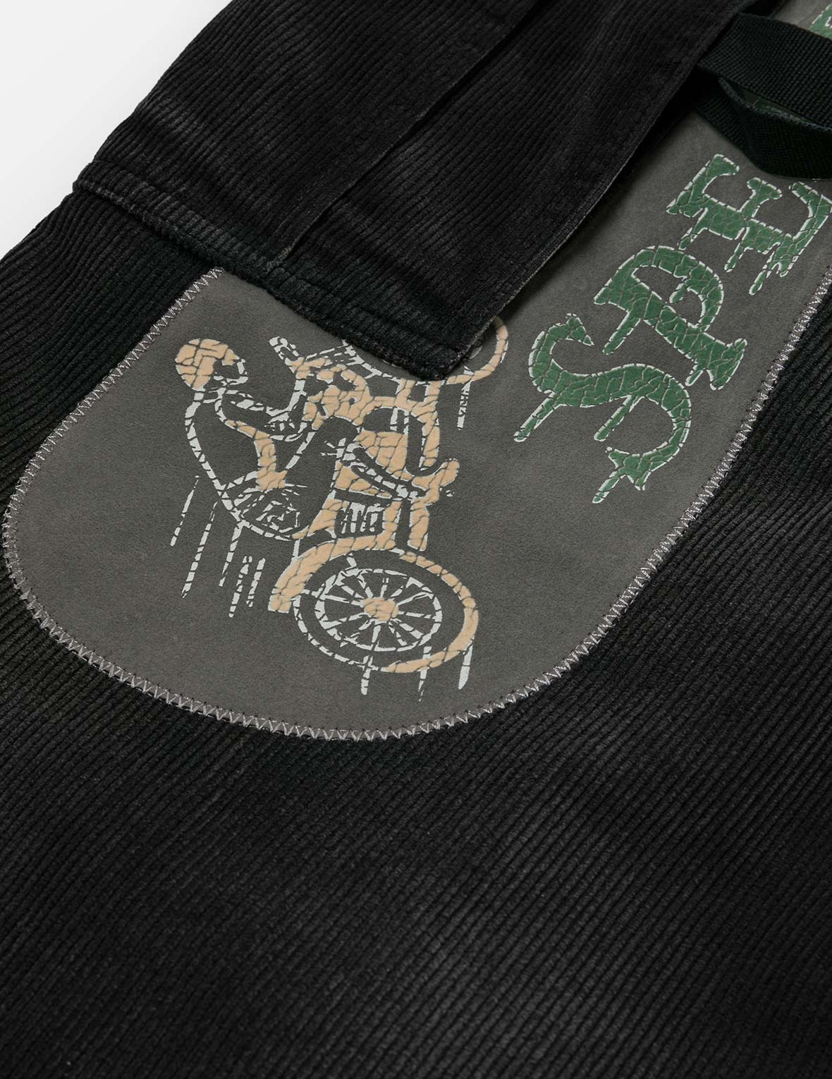 Washed Daicock Embroidery Wide-leg Corduroy Cargo Pants - 7
