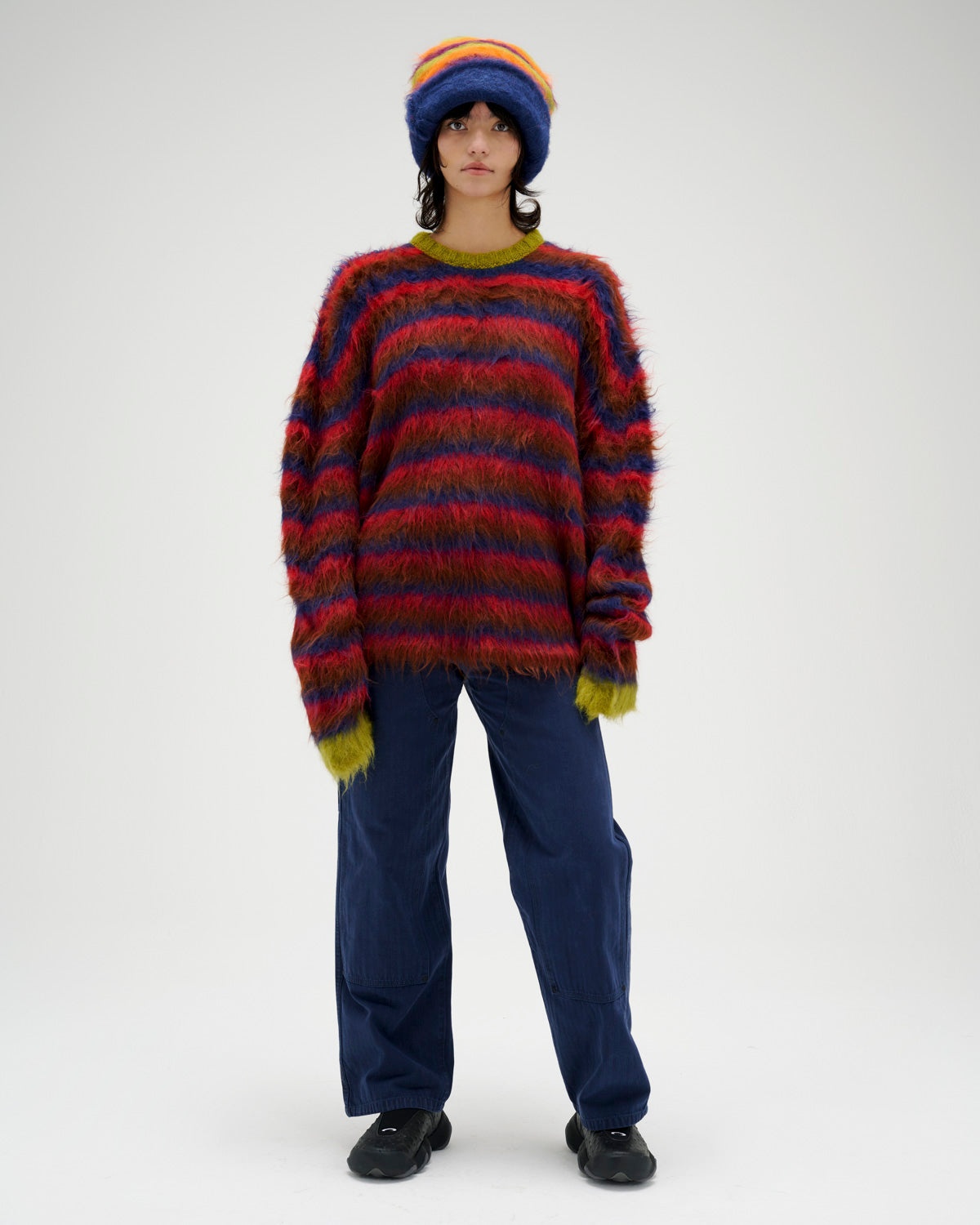 Stripe Boxy Knit Sweater - Brown Multi - 9
