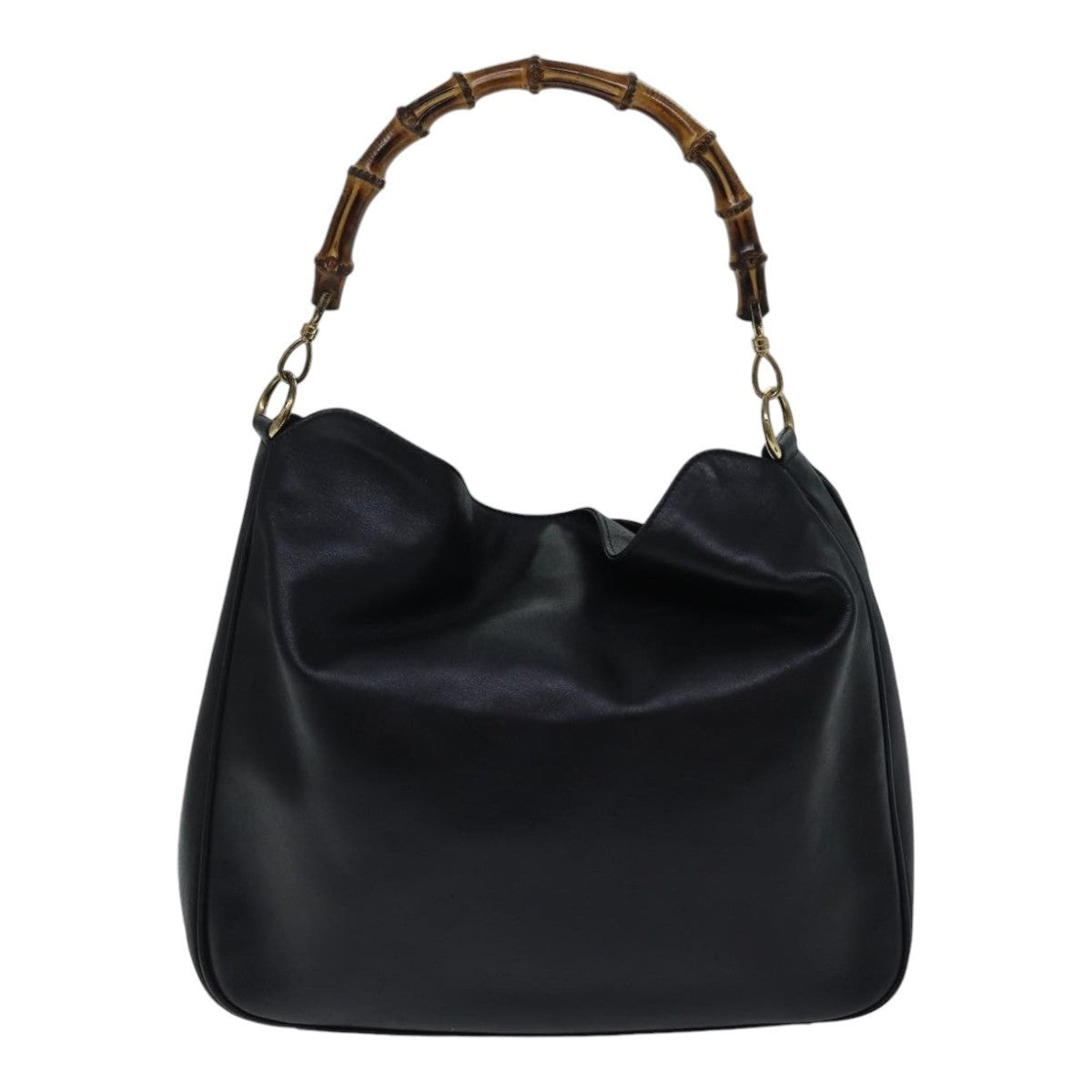 GUCCI Bamboo Hand Bag Leather Black - 13