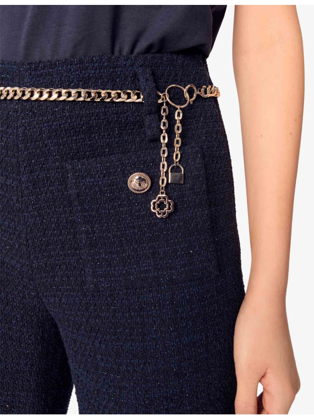 Patch-pocket high-rise wide-leg tweed trousers - 5