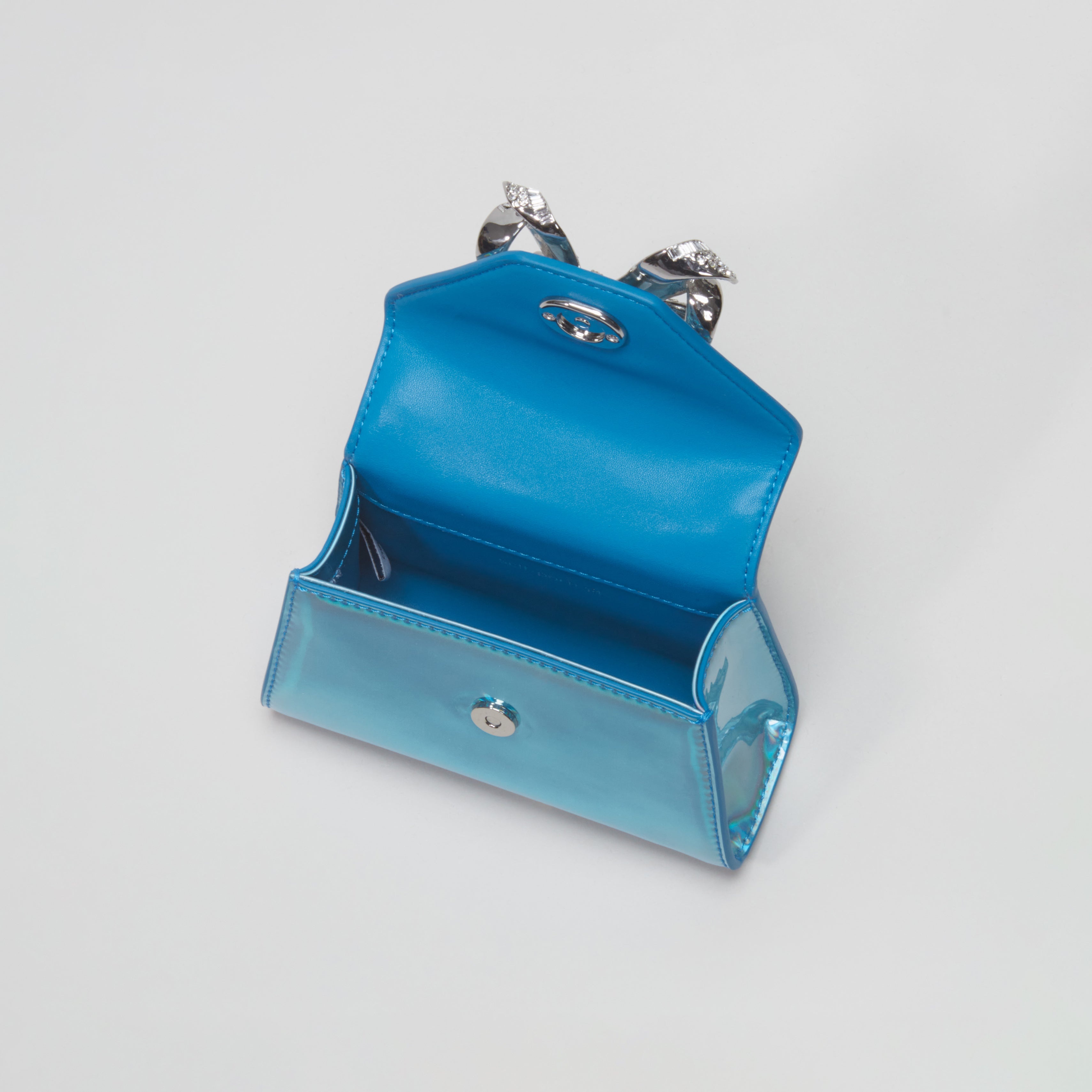 Blue Metallic Bow Envelope Micro Bag - 4