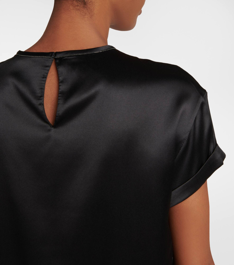 Embellished silk-blend satin T-shirt 5