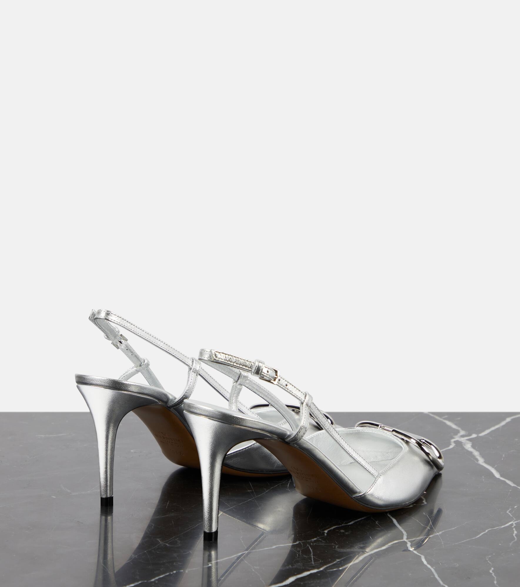 VLogo 80 metallic leather slingback pumps - 3