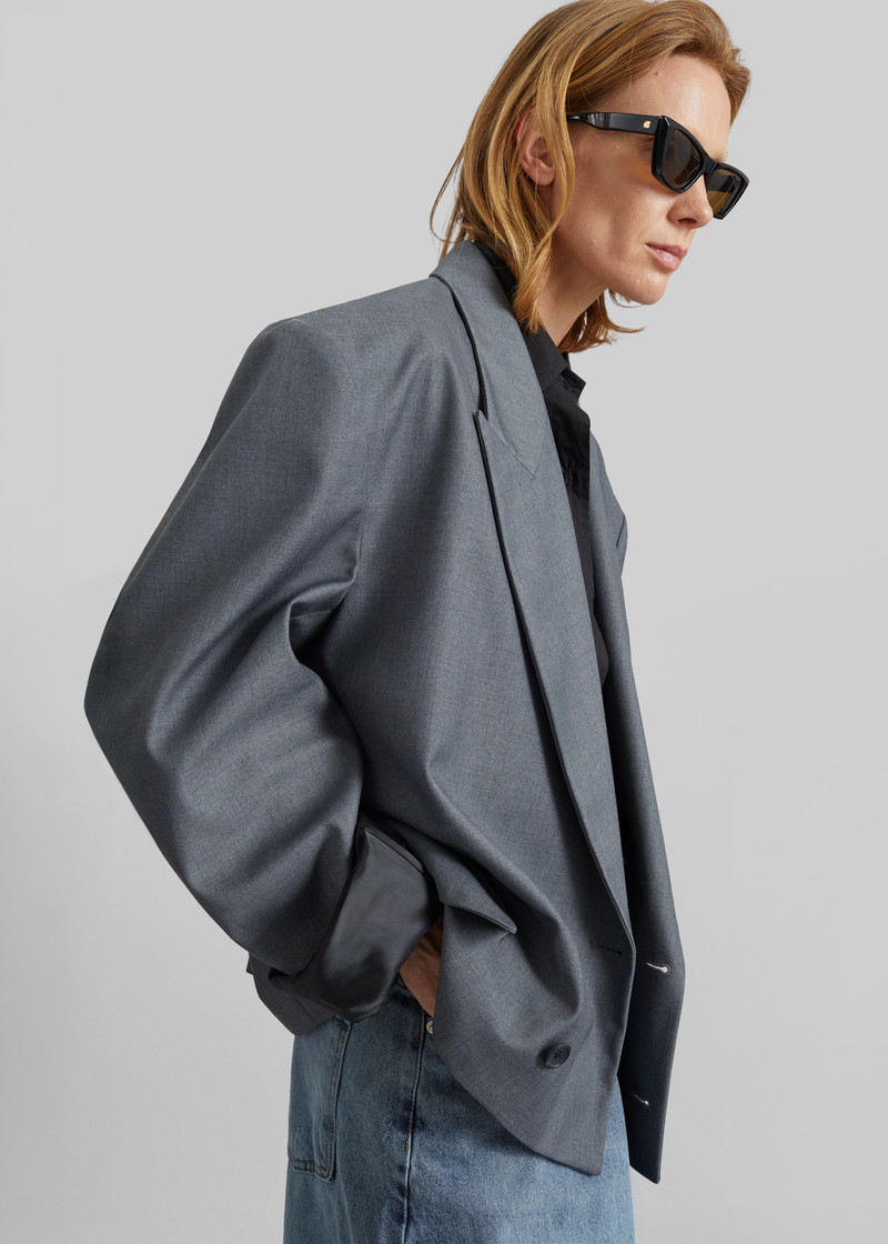 Helna Boxy Cropped Blazer - Grey 4