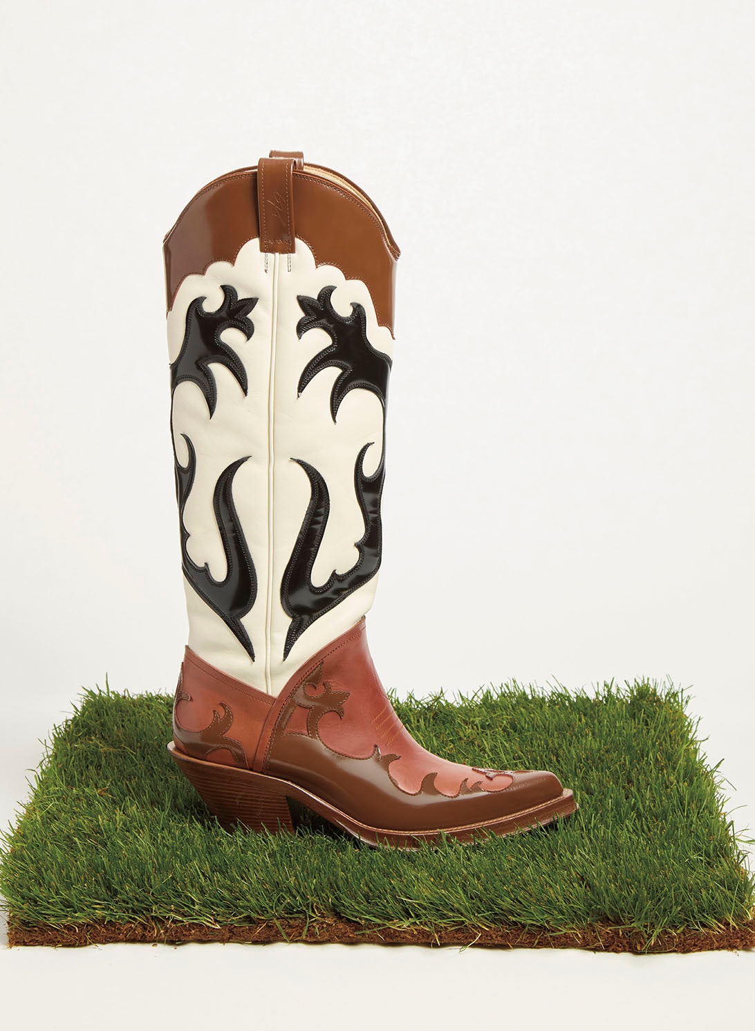 Capitana Cowboy Boot in Cognac Multi Leather - 4