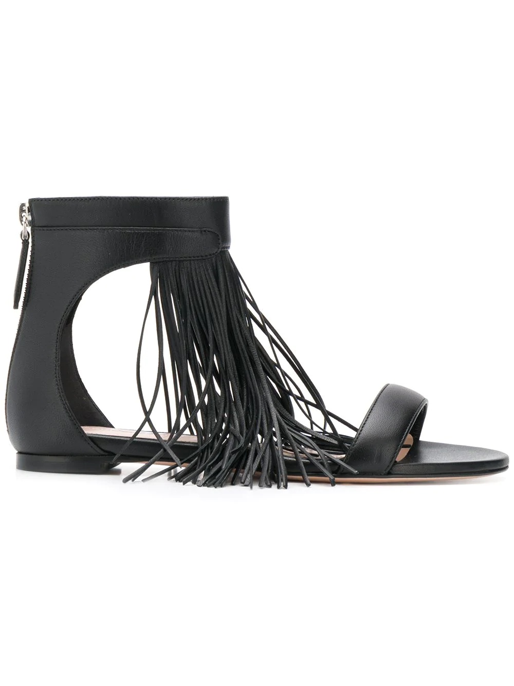 fringed flat sandals - 1