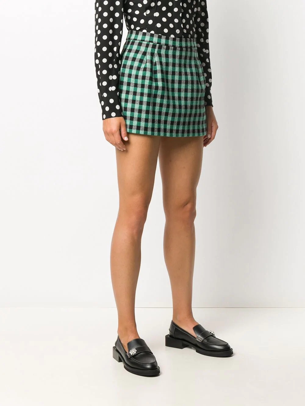 gingham-print skorts - 3