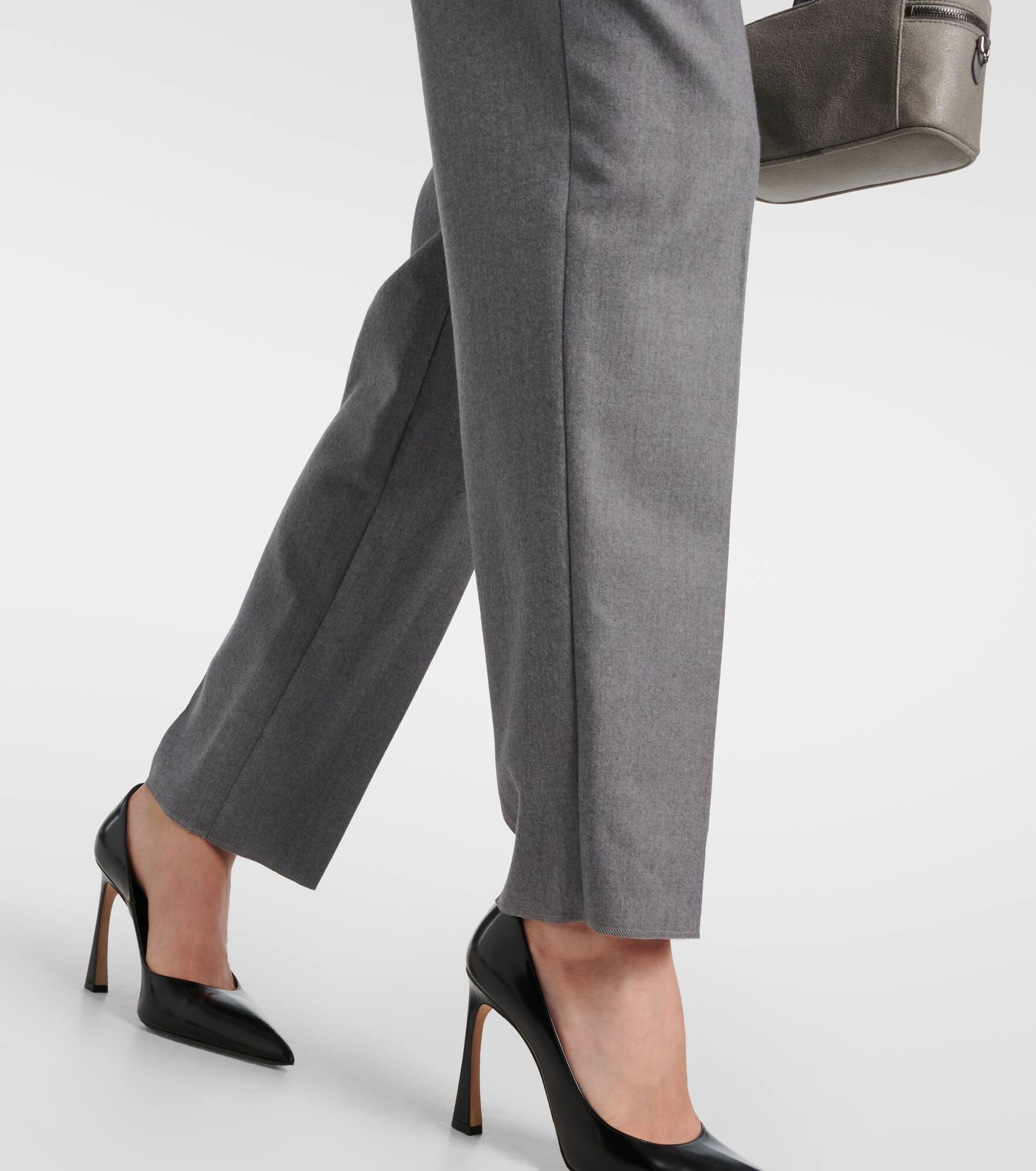Wool flannel straight pants - 5