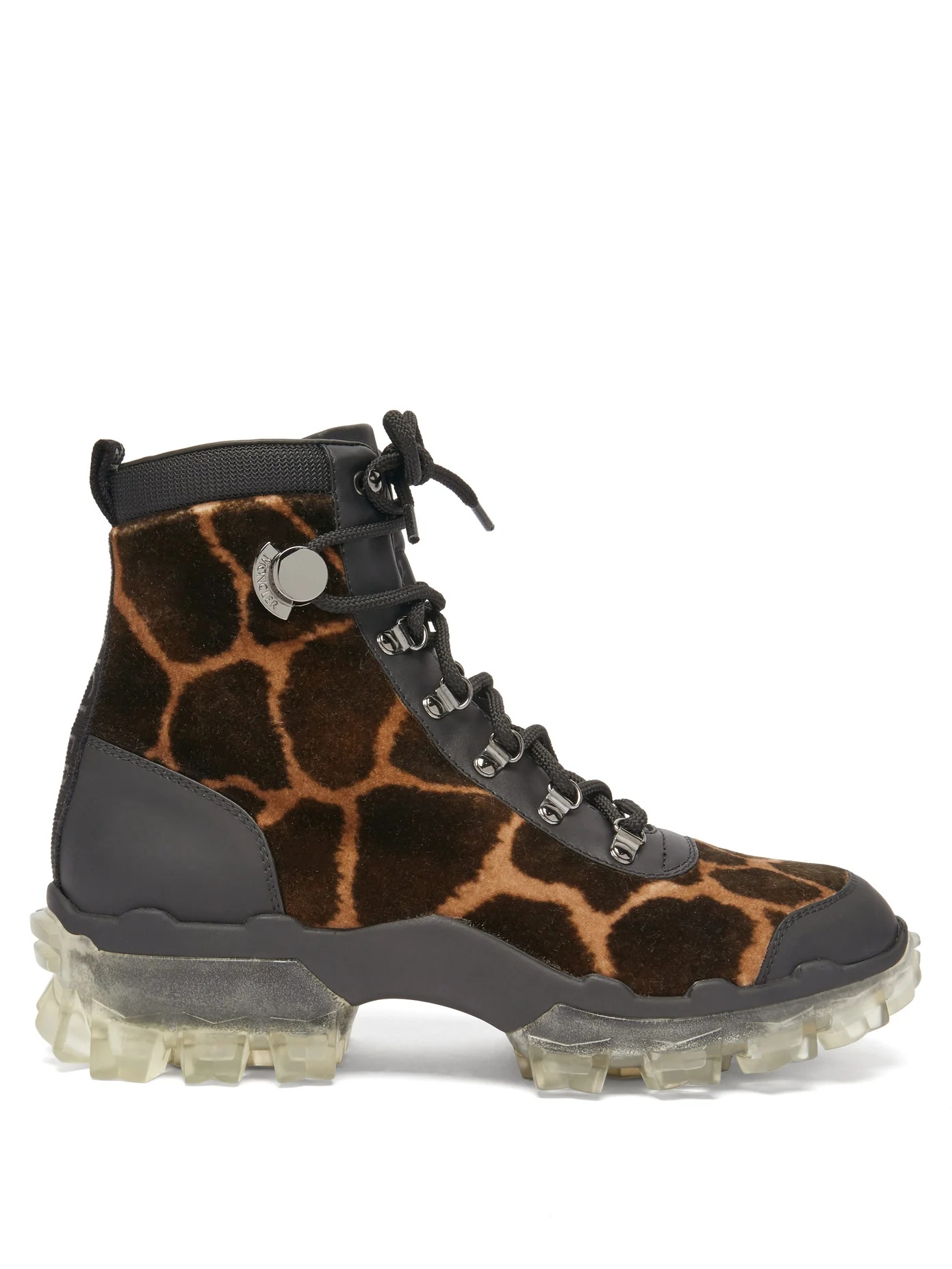 Helis giraffe-print velvet hiking boots - 1