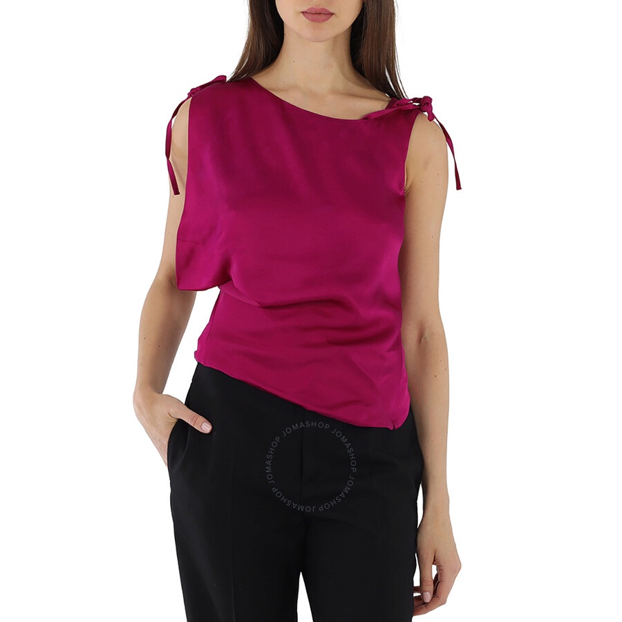 Atlein Ladies Purple Cowl Neck Satin Top, Brand Size 36 (US Size 2) - 3