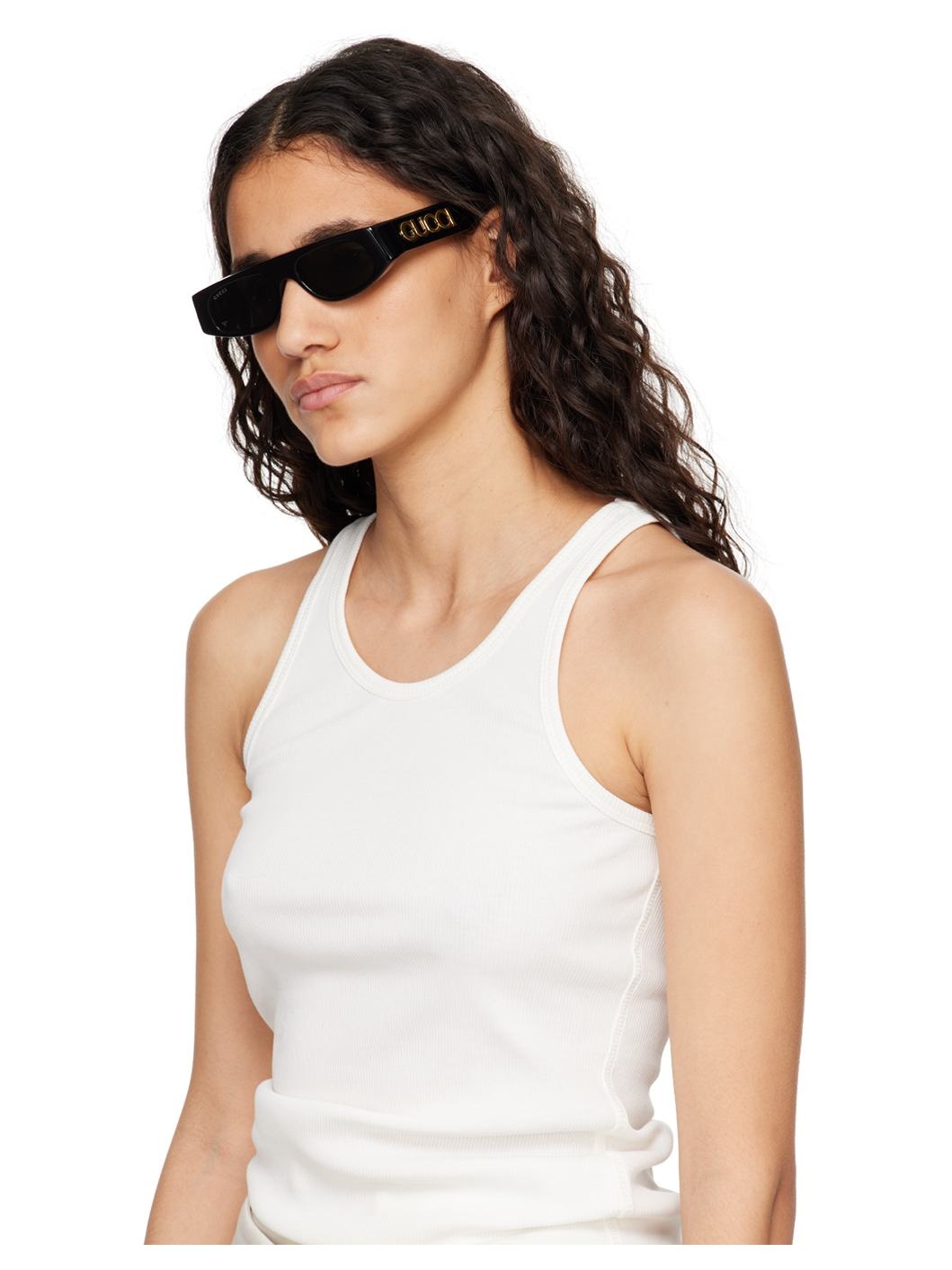 Black Geometric Shaped Sunglasses - 4