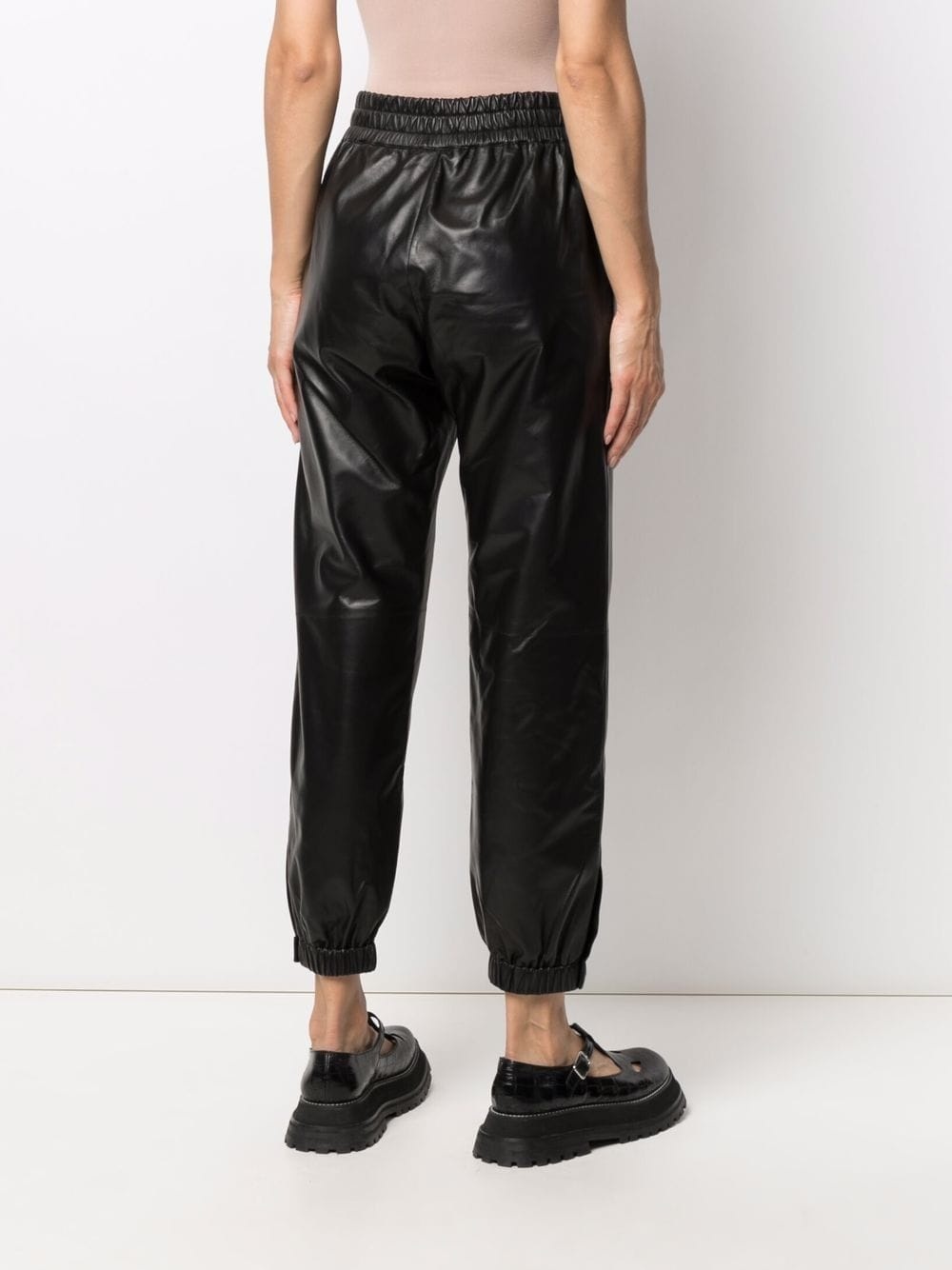 elasticated leather trousers - 4