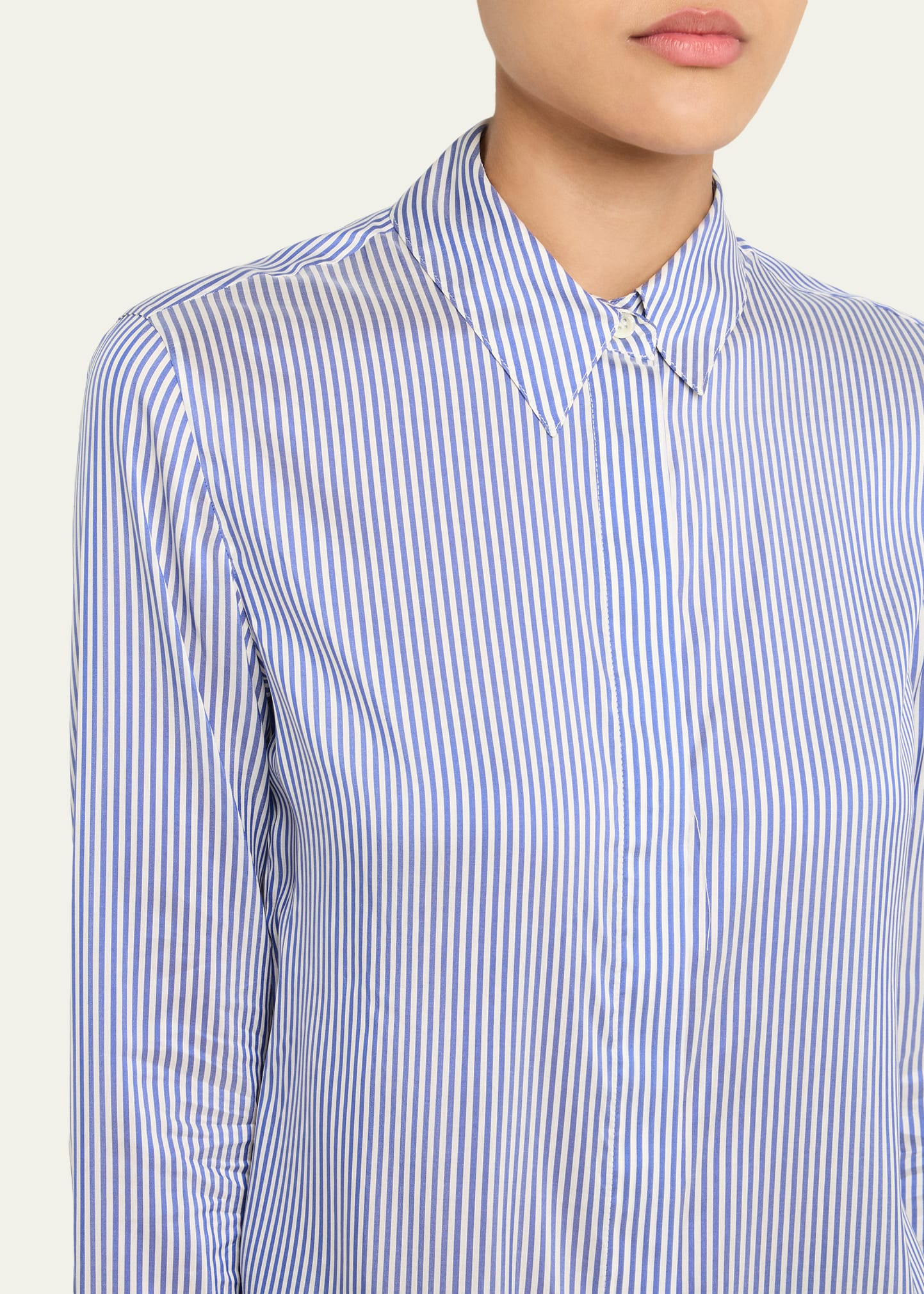 Chika Stripe Button Down Silk Top - 5