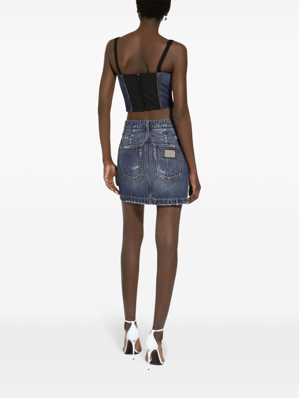 distressed-finish denim miniskirt - 4