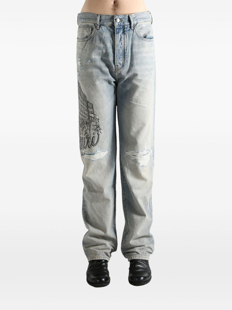 AMIRI Crystal Amiri Hotel Jean distressed jeans outlook