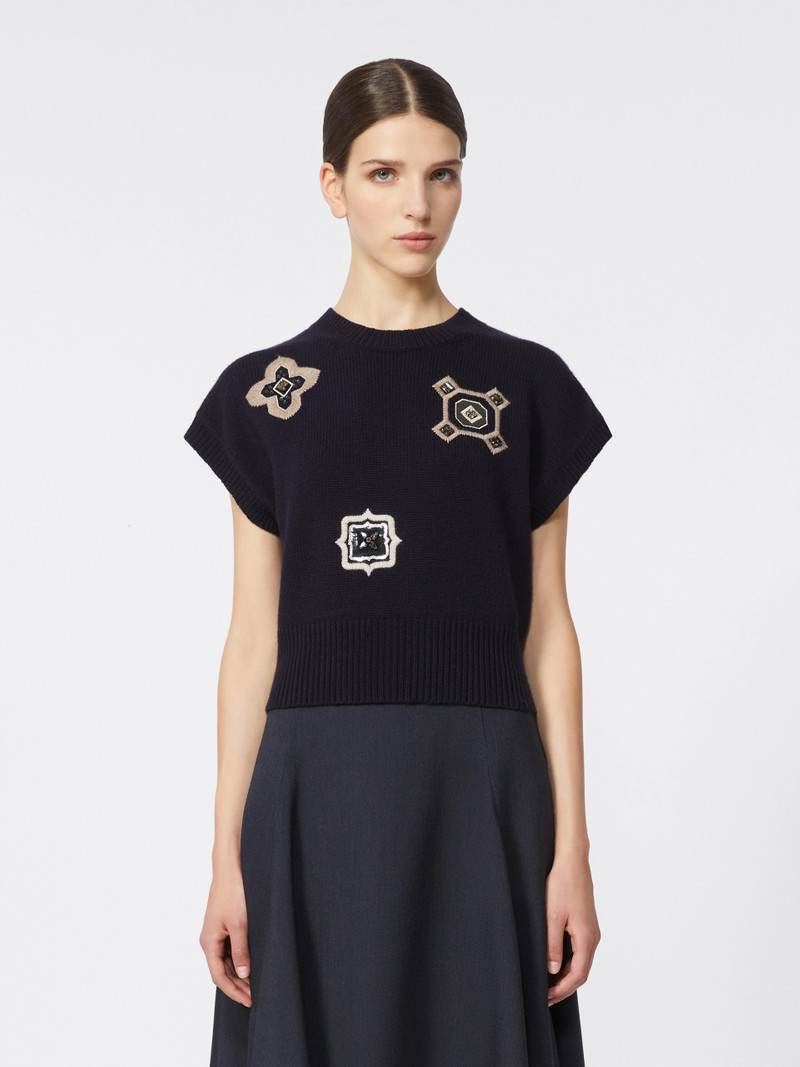ANFORA Wool and cashmere cropped sweater - ULTRAMARINE 3