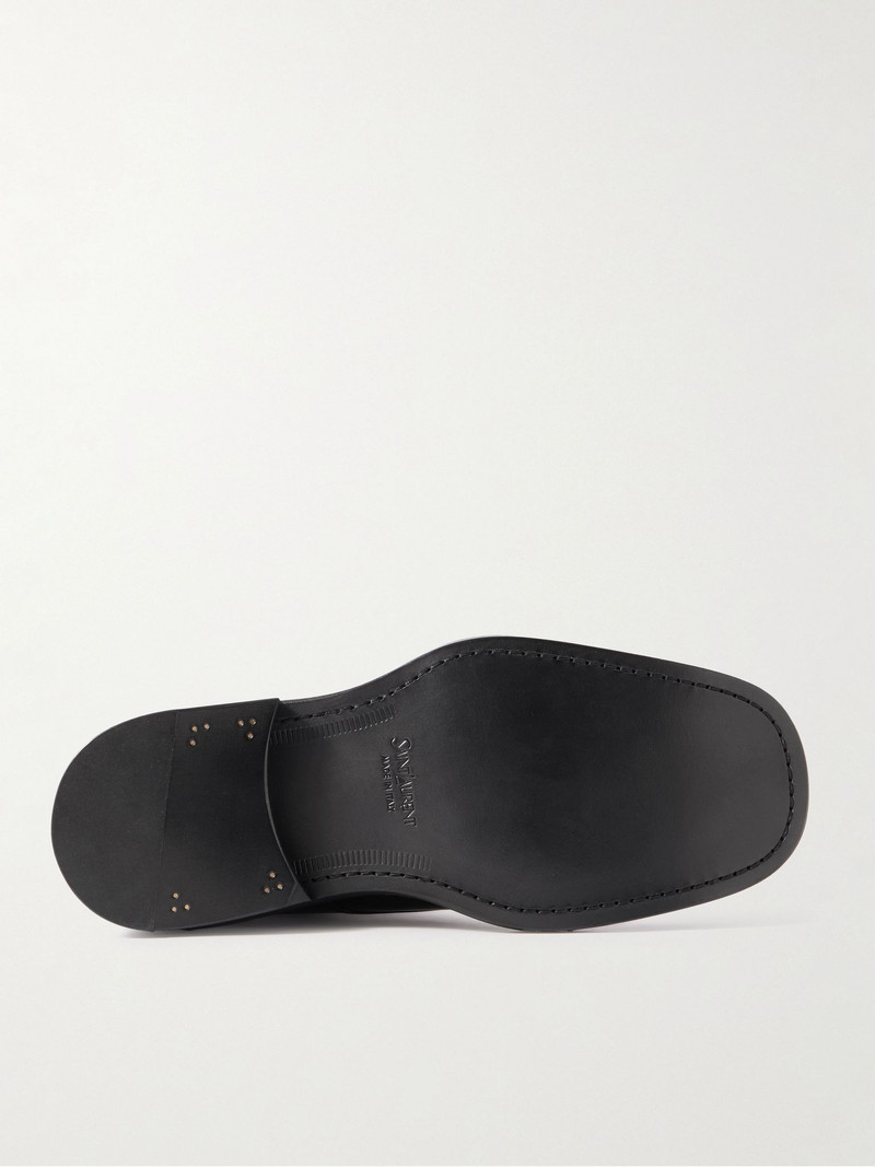 SAINT LAURENT Ian Glossed-Leather Boots Black outlook