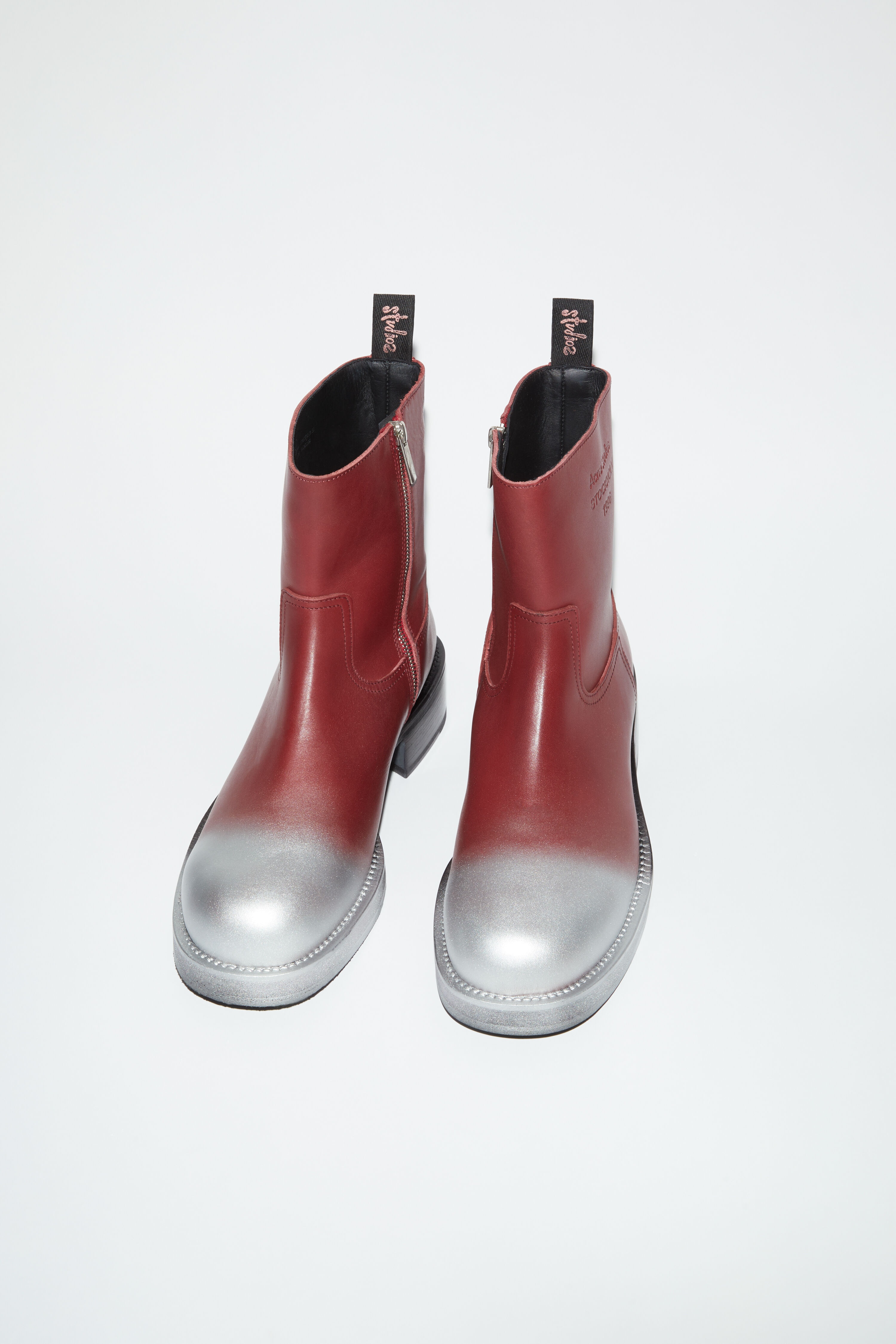 Low leather boots - Burgundy - 3