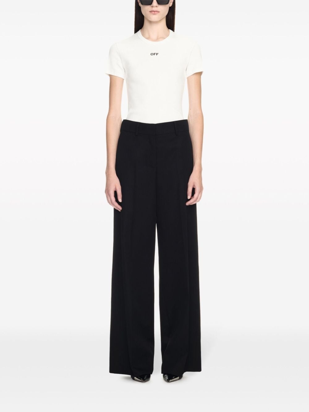 wool straight-leg trousers - 2